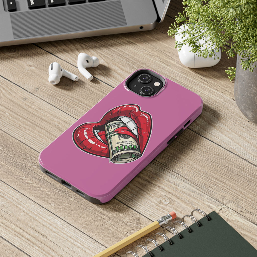 Red Lips Holding Money phone case | Tough Phone Cases