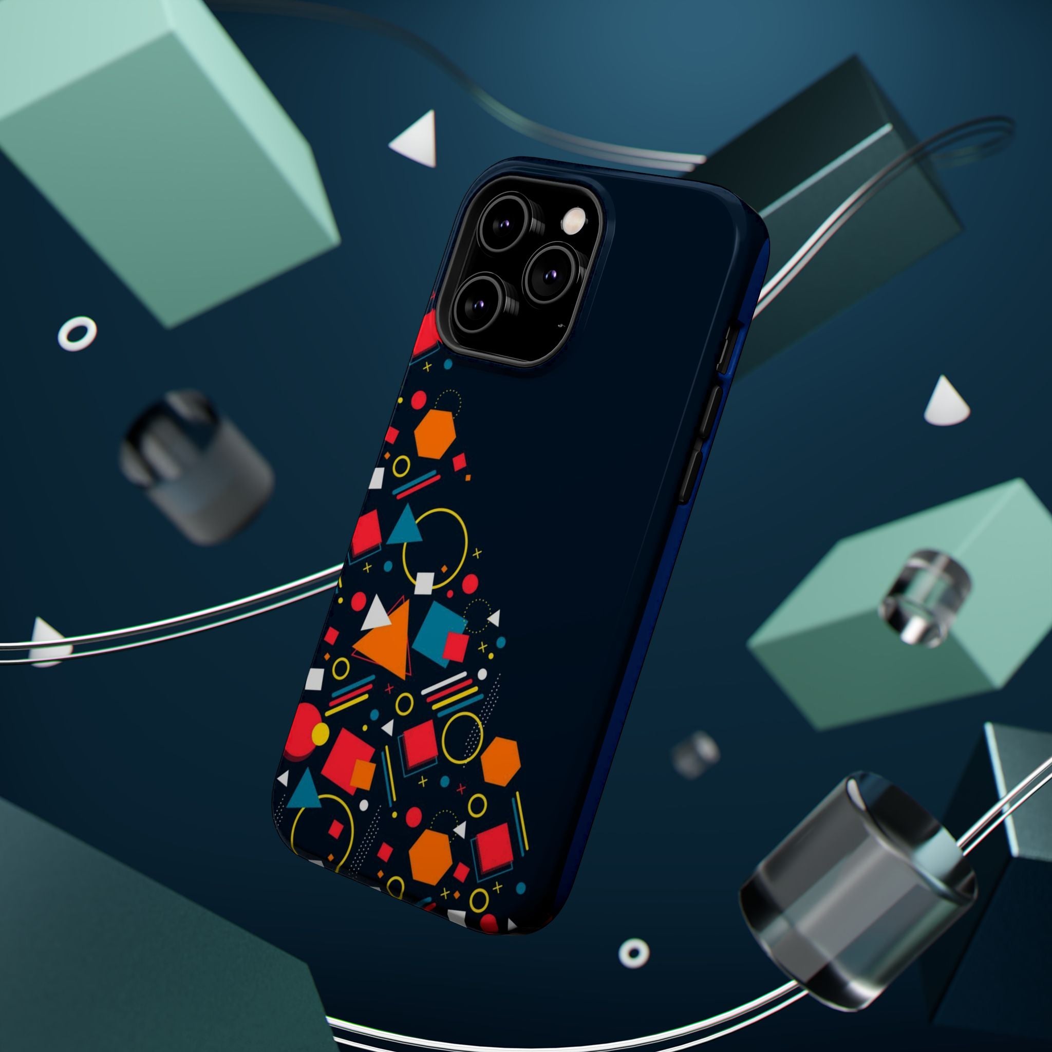 Magnetic Impact-Resistant Phone Case — Geometric Confetti Design