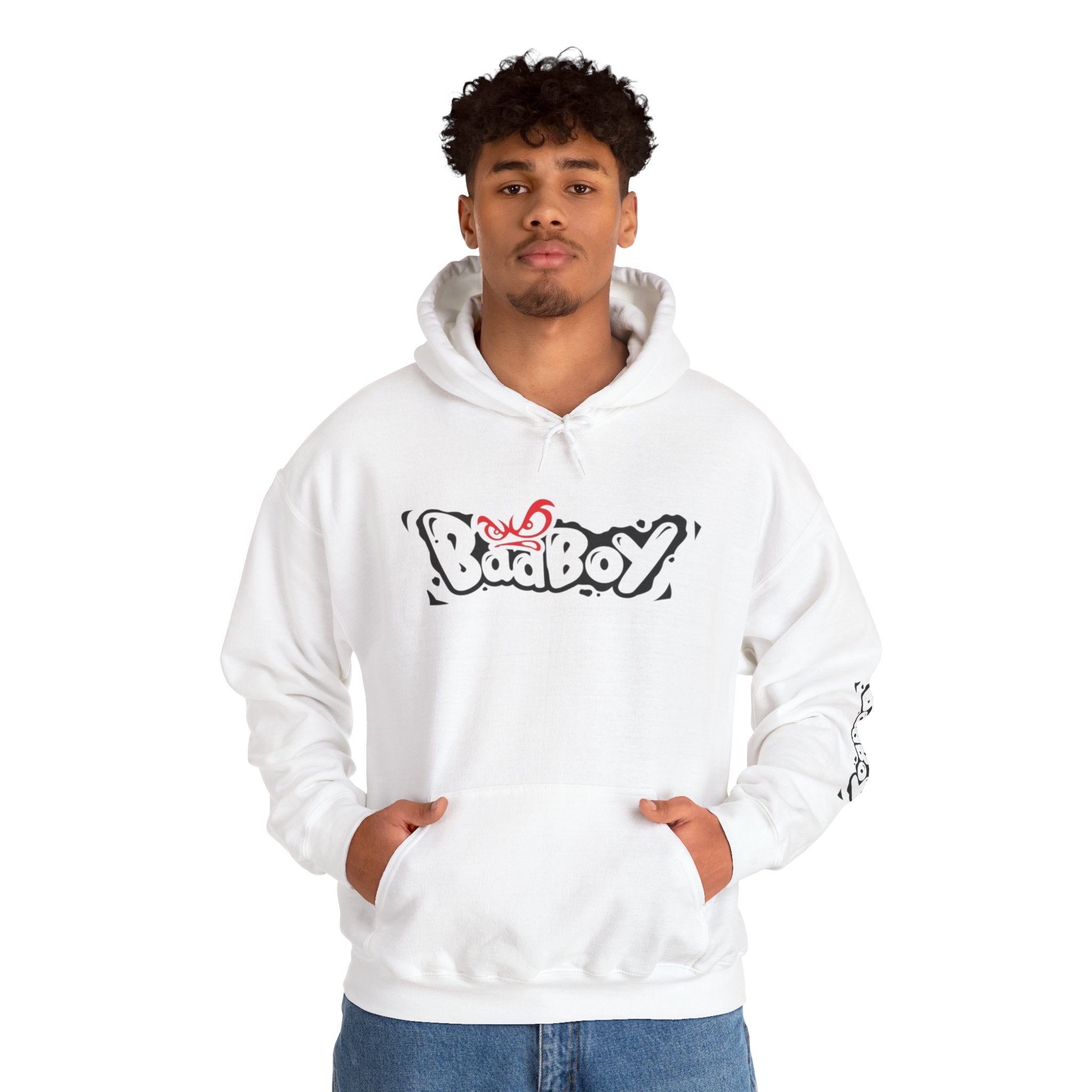 Bad Boy Graffiti Hoodie – Streetwear Logo Pullover with Sleeve Graphic