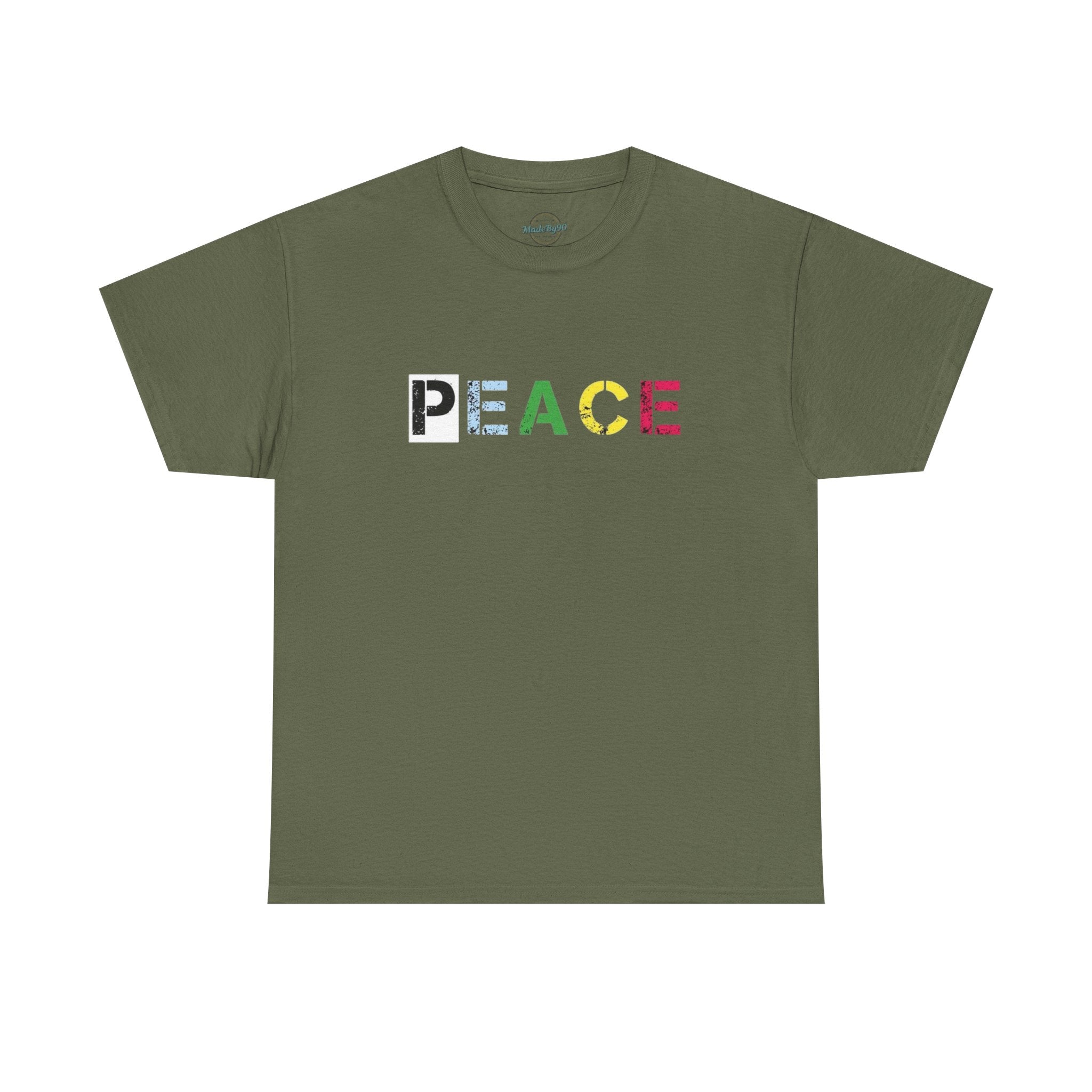 Peace Rainbow Tee — Minimalist Colorful PEACE Graphic T-Shirt