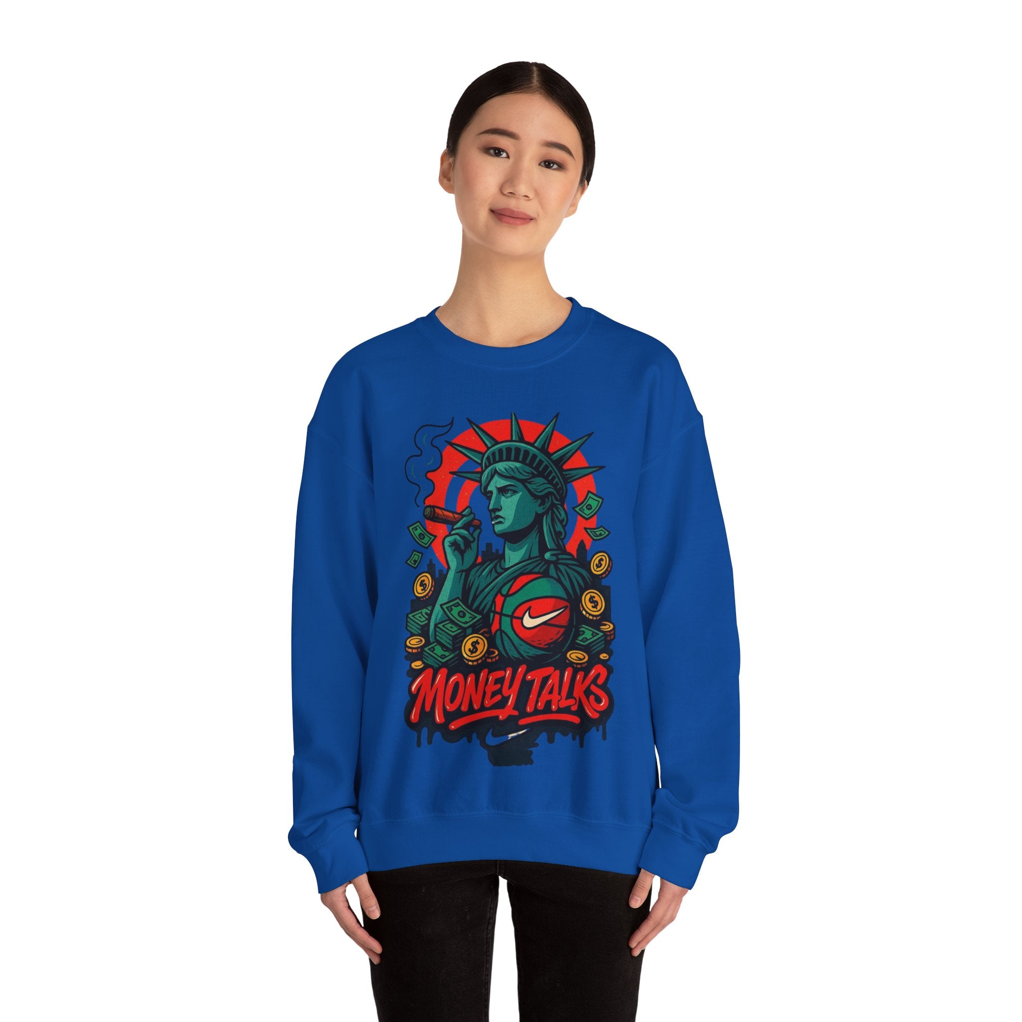 Money Talks Statue of Liberty Sweatshirt | Urban Streetwear