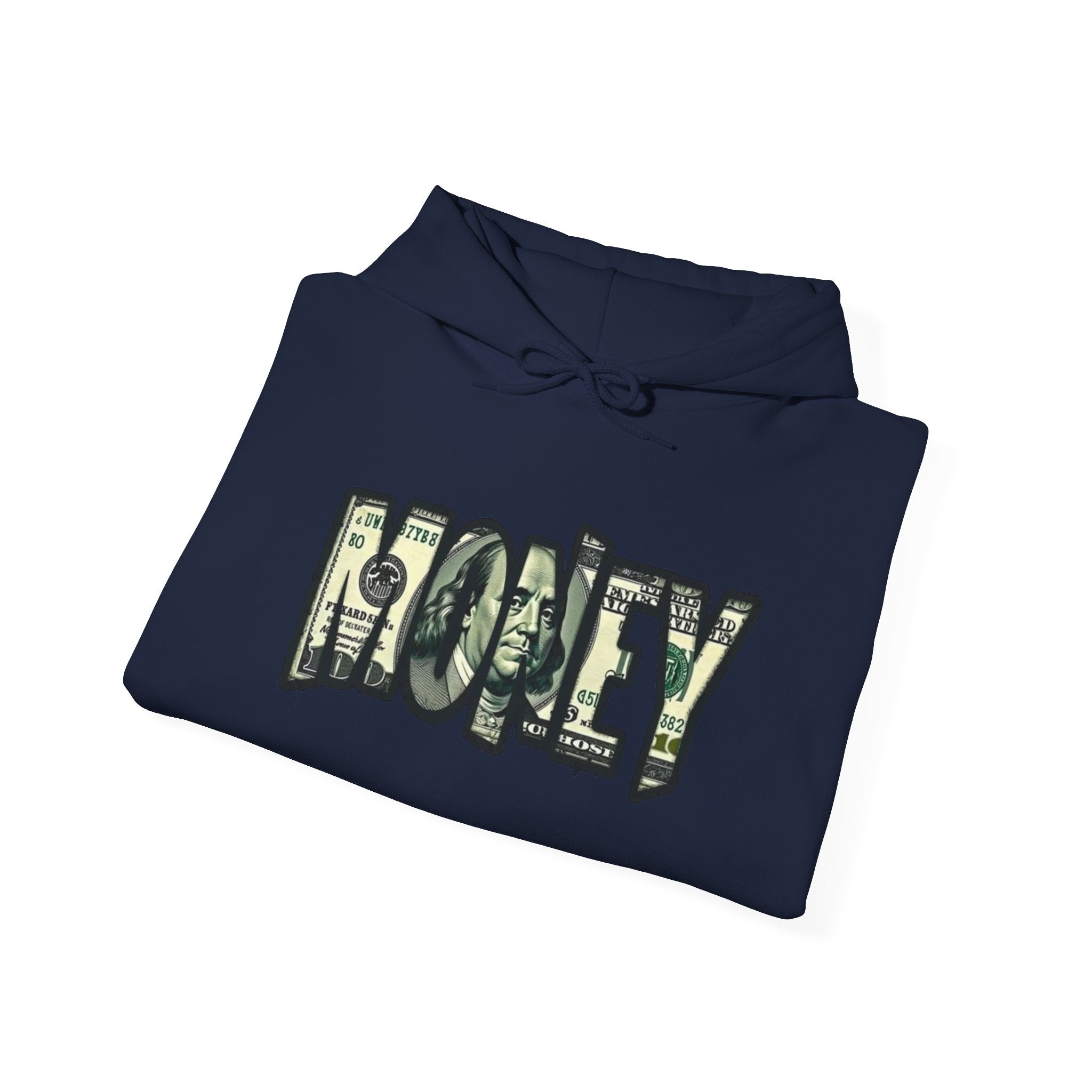Money Graphic Hoodie — Bold Cash Text Streetwear Pullover
