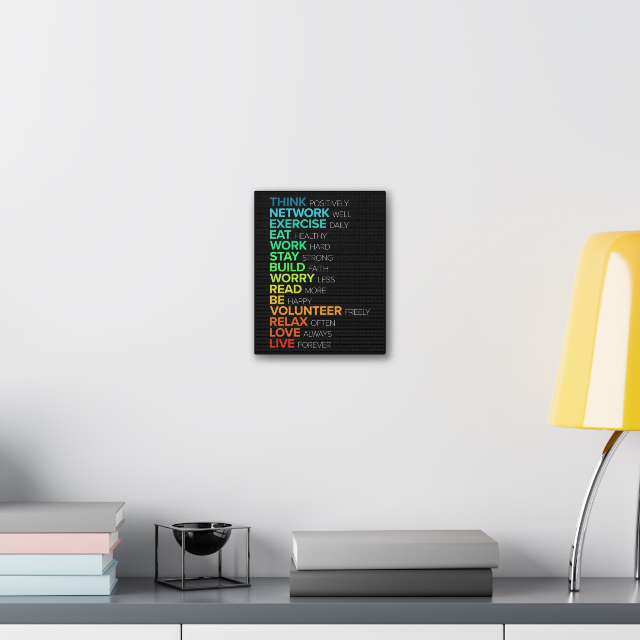 Motivational Daily Habits Canvas Print — Colorful Inspirational Wall Art