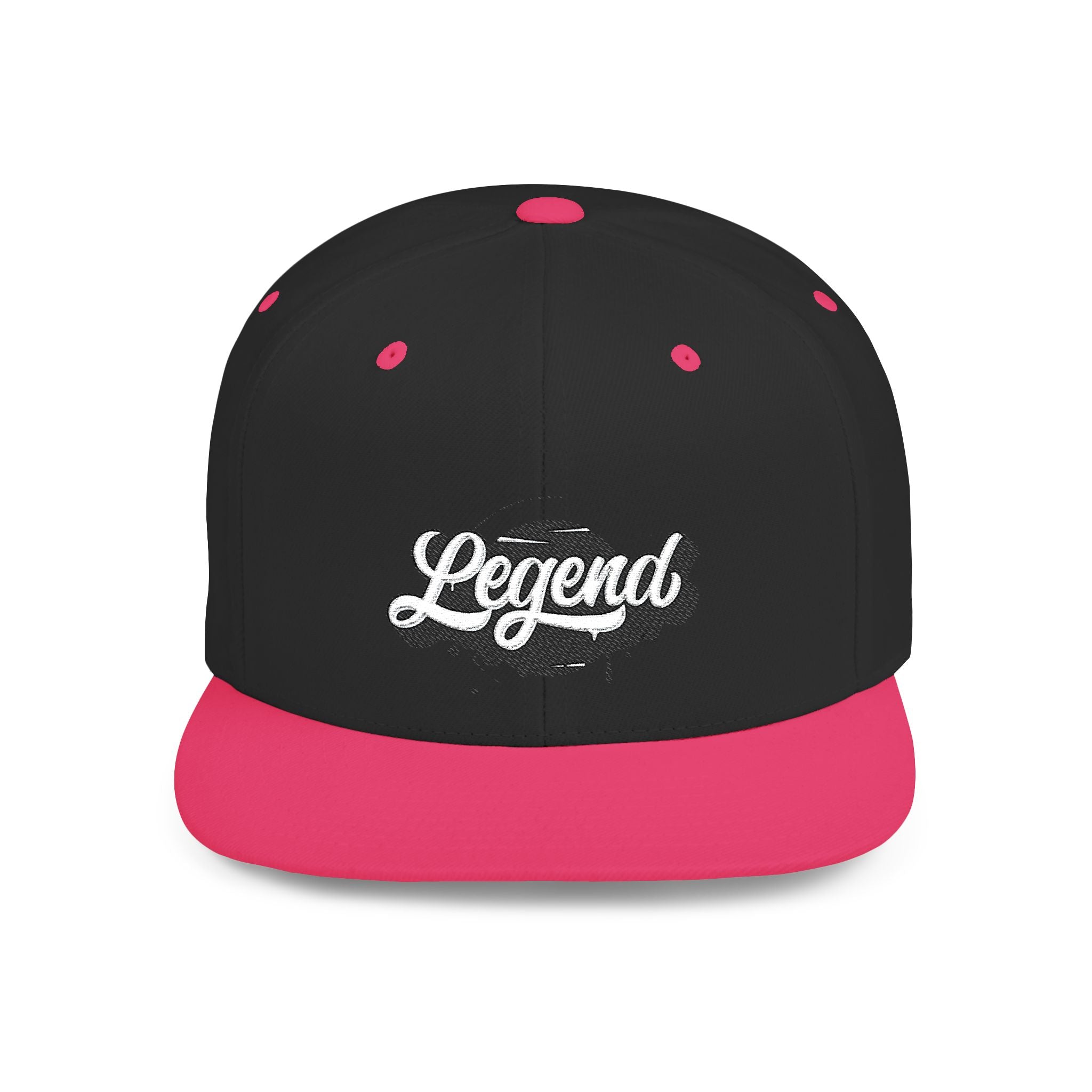 Legend Snapback Hat — White Flat-Bill Baseball Cap with Script Logo