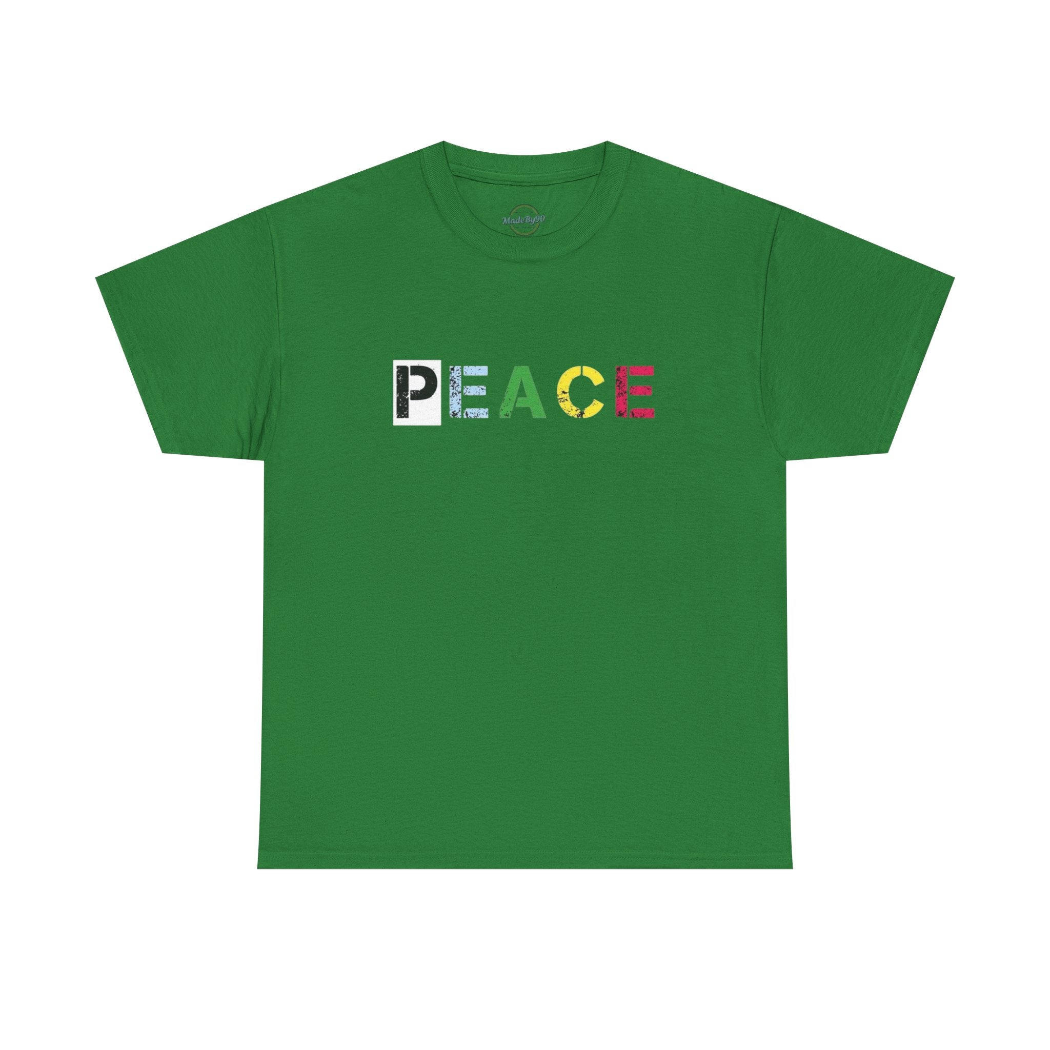 Peace Rainbow Tee — Minimalist Colorful PEACE Graphic T-Shirt