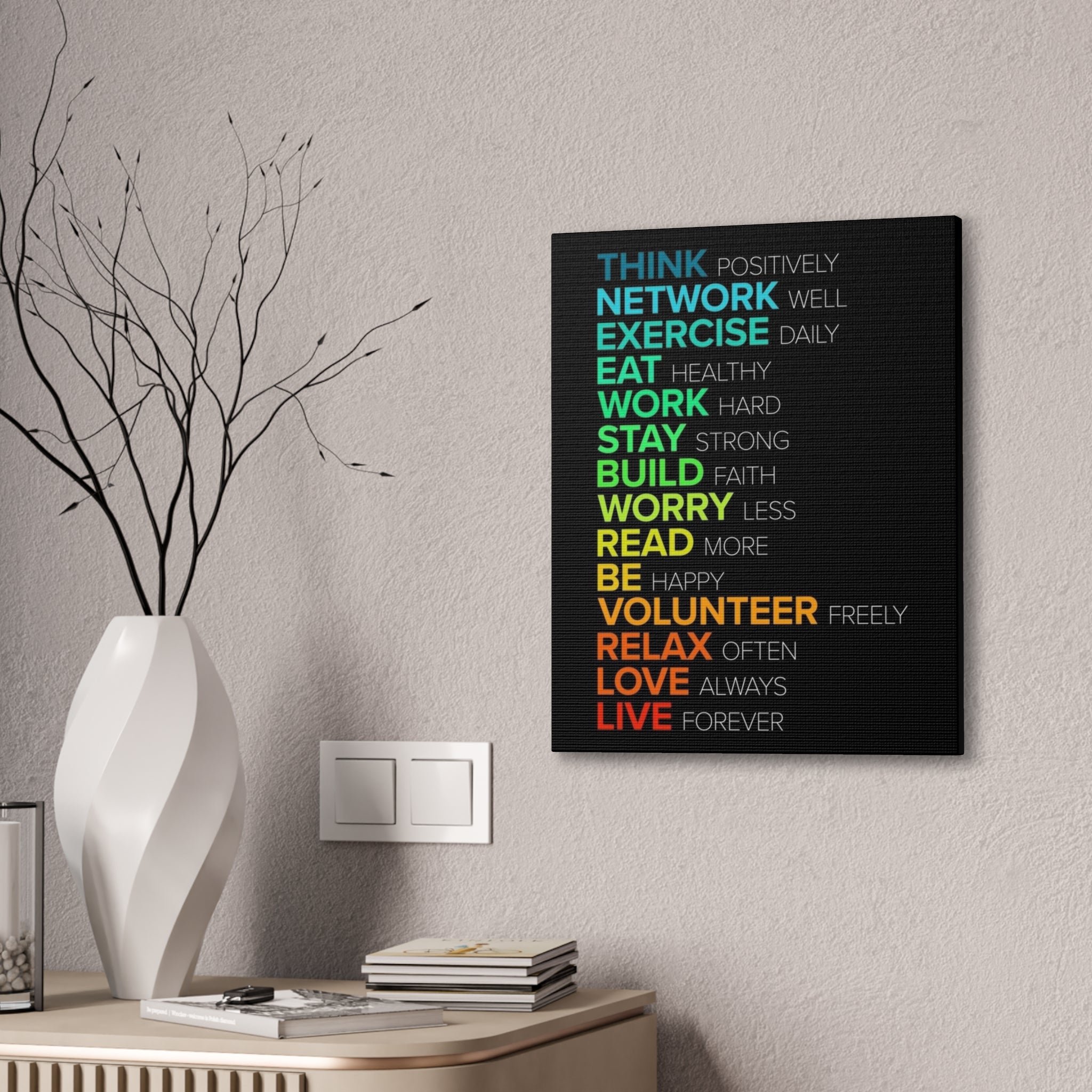 Motivational Daily Habits Canvas Print — Colorful Inspirational Wall Art