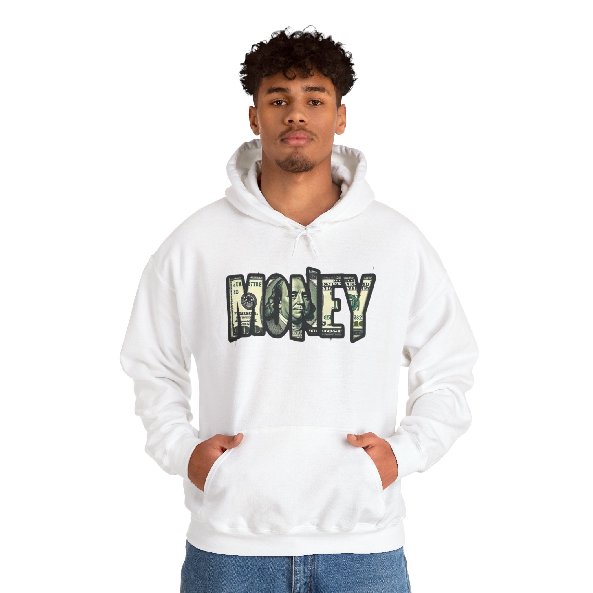 Money Graphic Hoodie — Bold Cash Text Streetwear Pullover