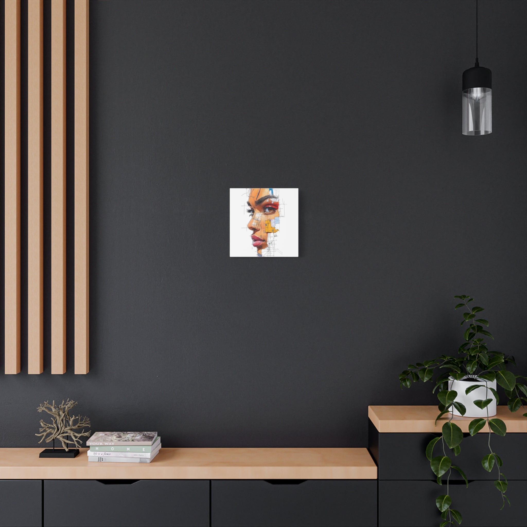 Abstract Portrait Canvas Print — Modern Female Profile Art on Stretched Matte Canvas
