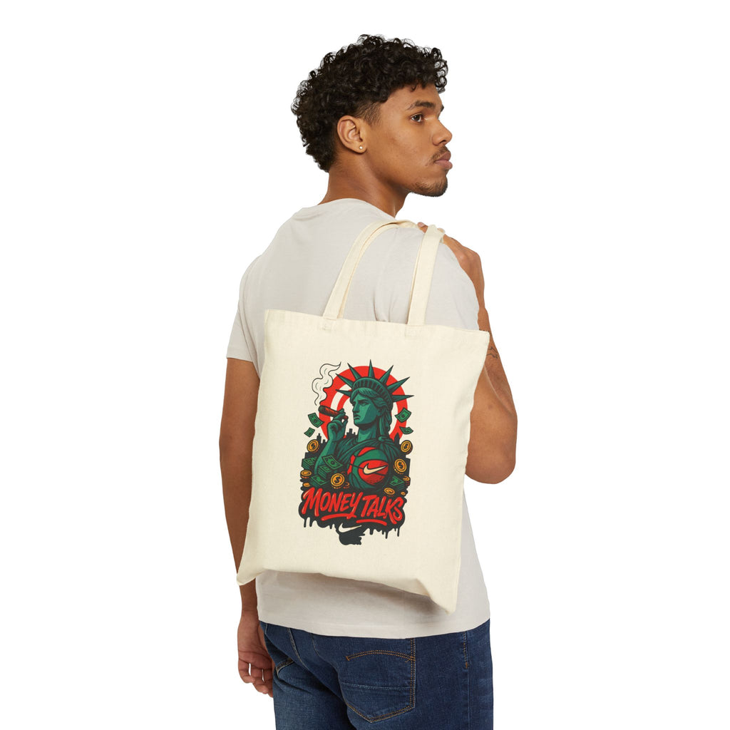 Tote Bag — 'Money Talks' Statue of Liberty Graphic Cotton Canvas Tote