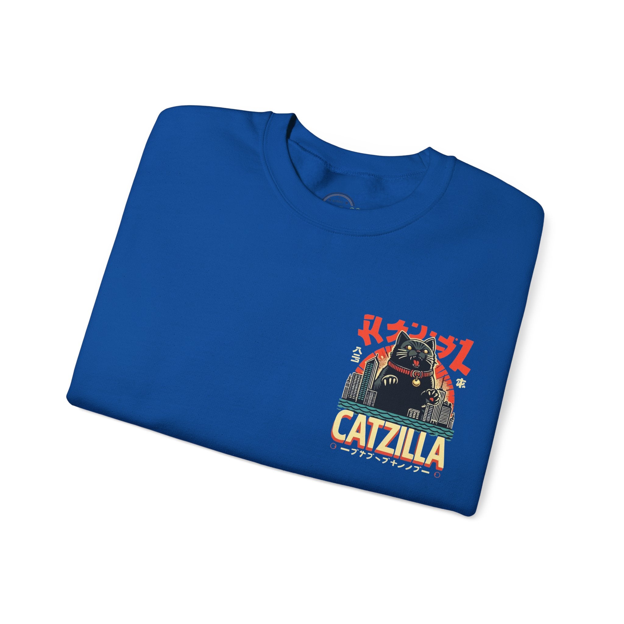 Catzilla Crewneck Sweatshirt — Retro Maneki-Neko Monster Graphic