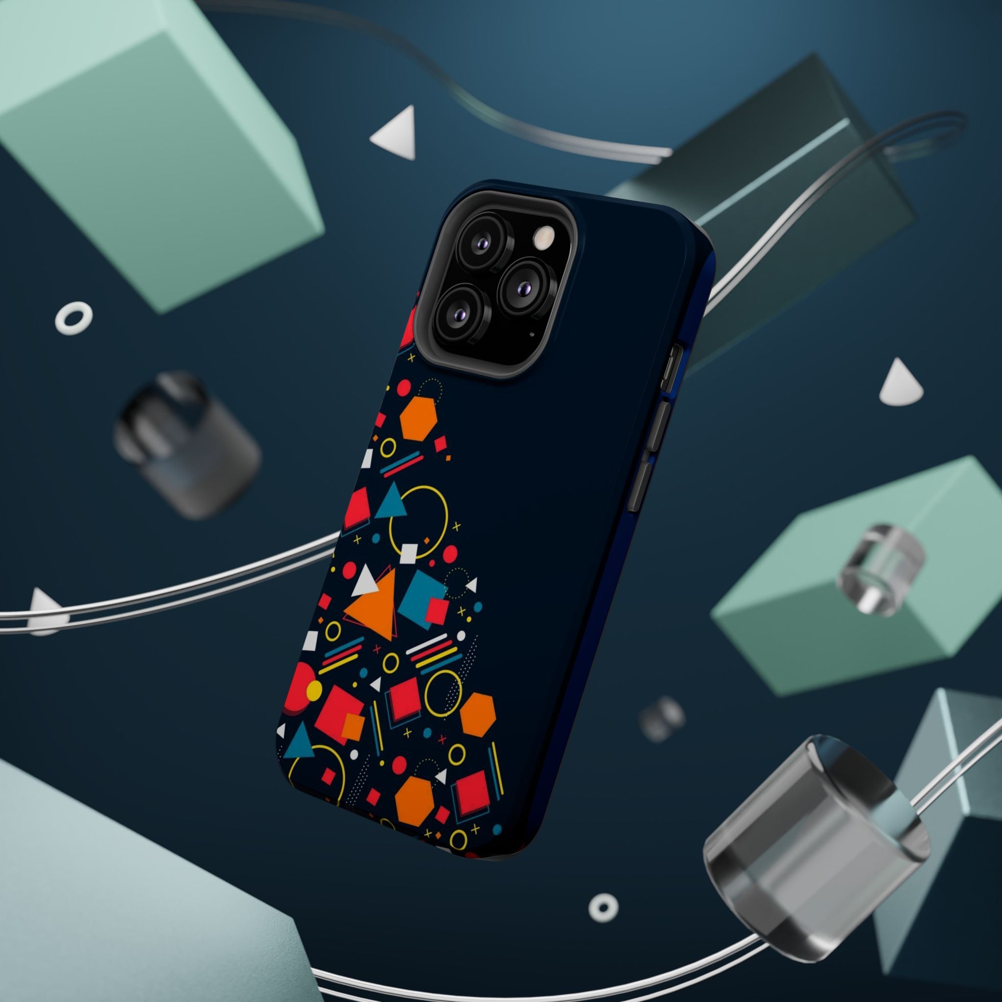 Magnetic Impact-Resistant Phone Case — Geometric Confetti Design