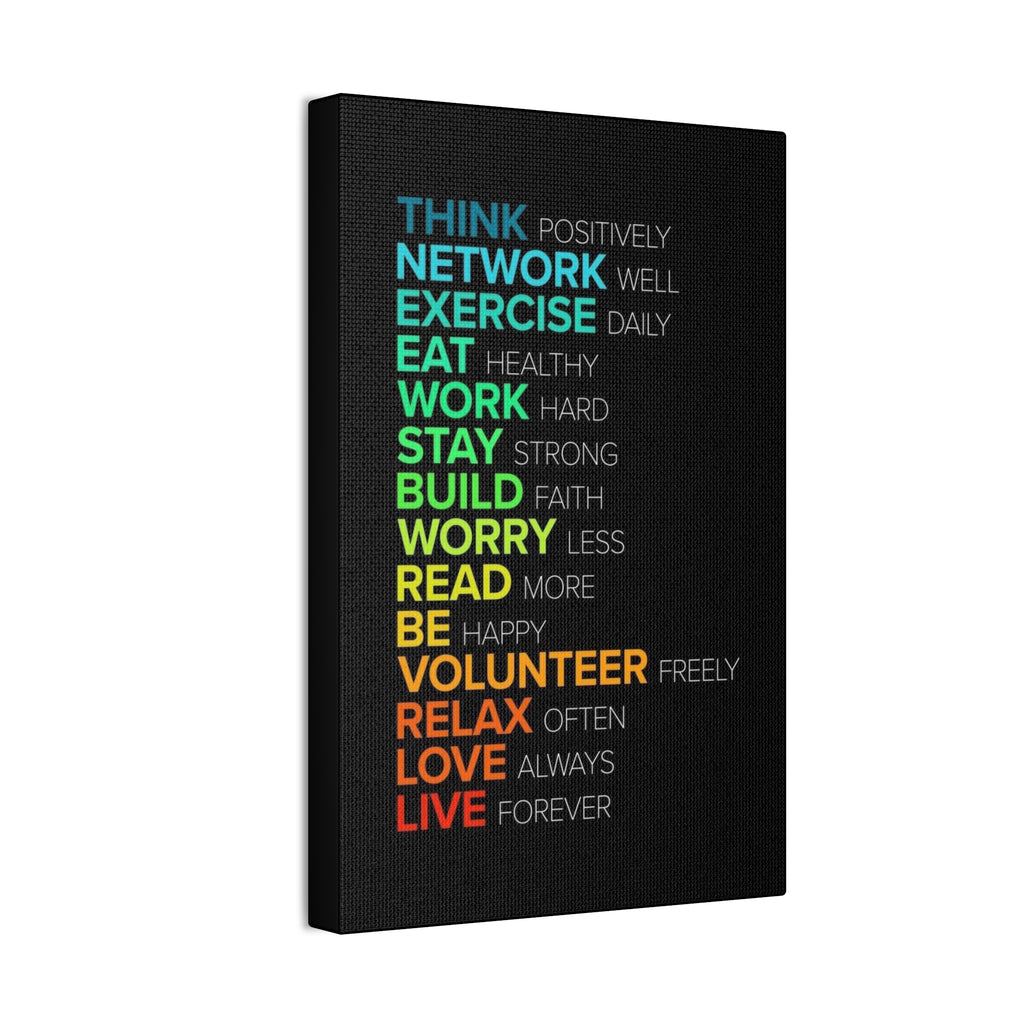 Motivational Daily Habits Canvas Print — Colorful Inspirational Wall Art
