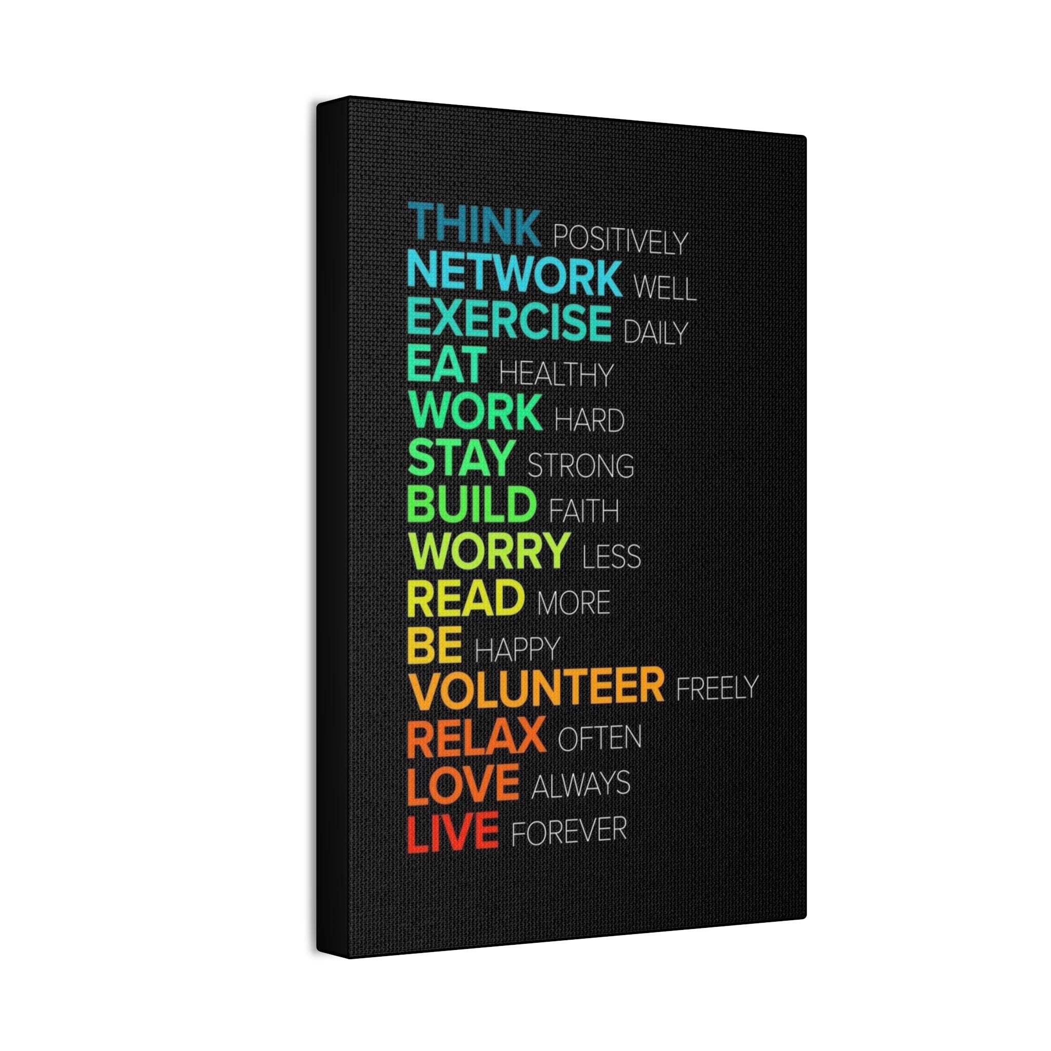 Motivational Daily Habits Canvas Print — Colorful Inspirational Wall Art