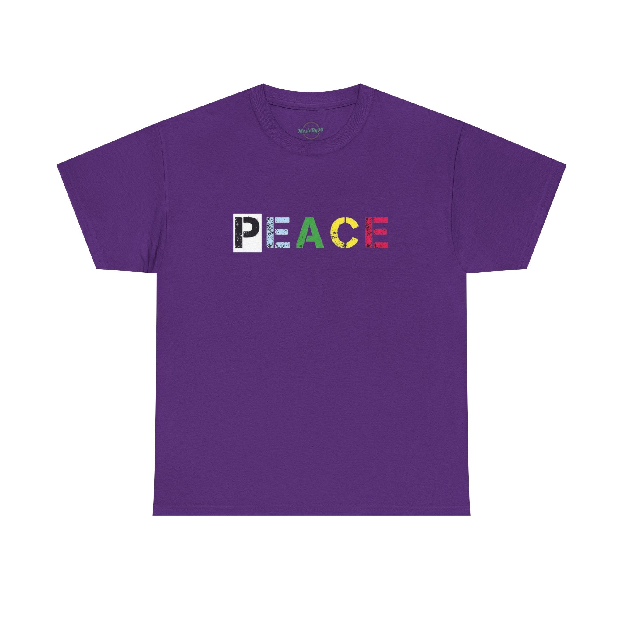 Peace Rainbow Tee — Minimalist Colorful PEACE Graphic T-Shirt