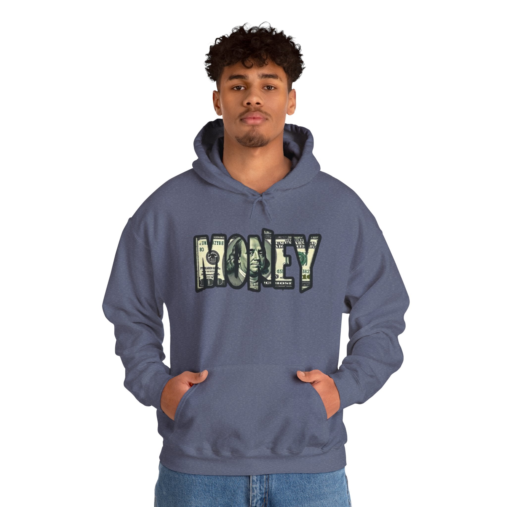 Money Graphic Hoodie — Bold Cash Text Streetwear Pullover