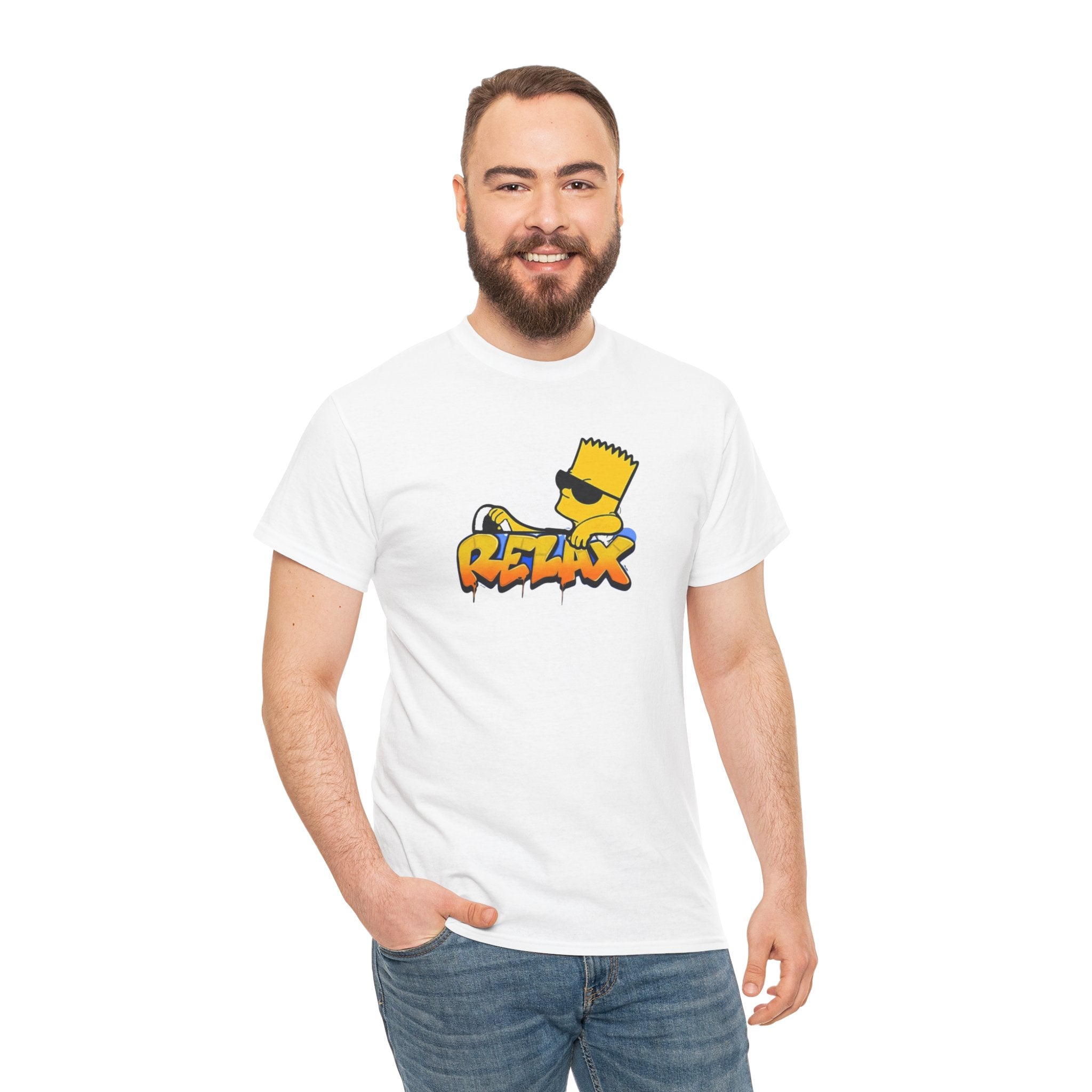 Relax Bart Graphic Tee — Retro Skate Cartoon T‑Shirt