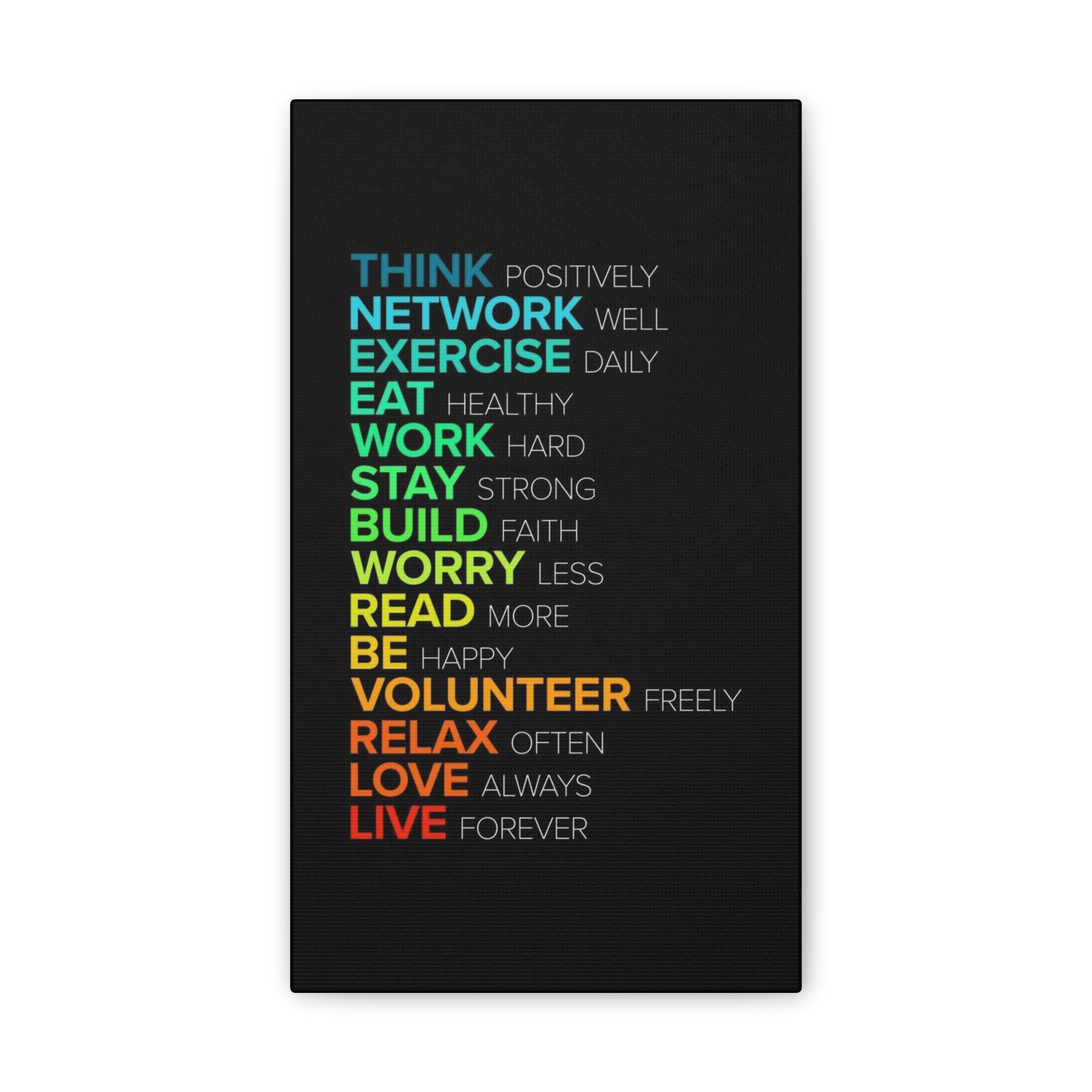 Motivational Daily Habits Canvas Print — Colorful Inspirational Wall Art