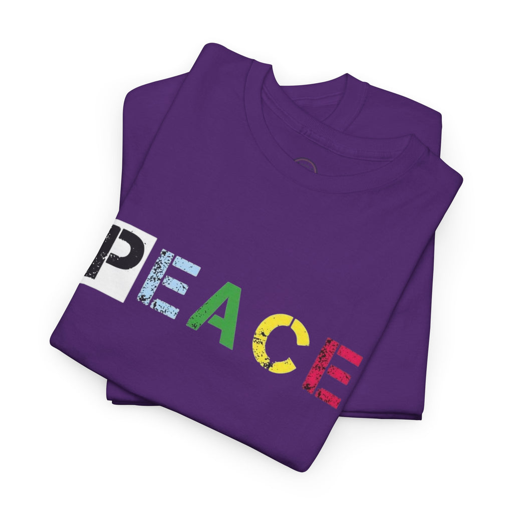 Peace Rainbow Tee — Minimalist Colorful PEACE Graphic T-Shirt