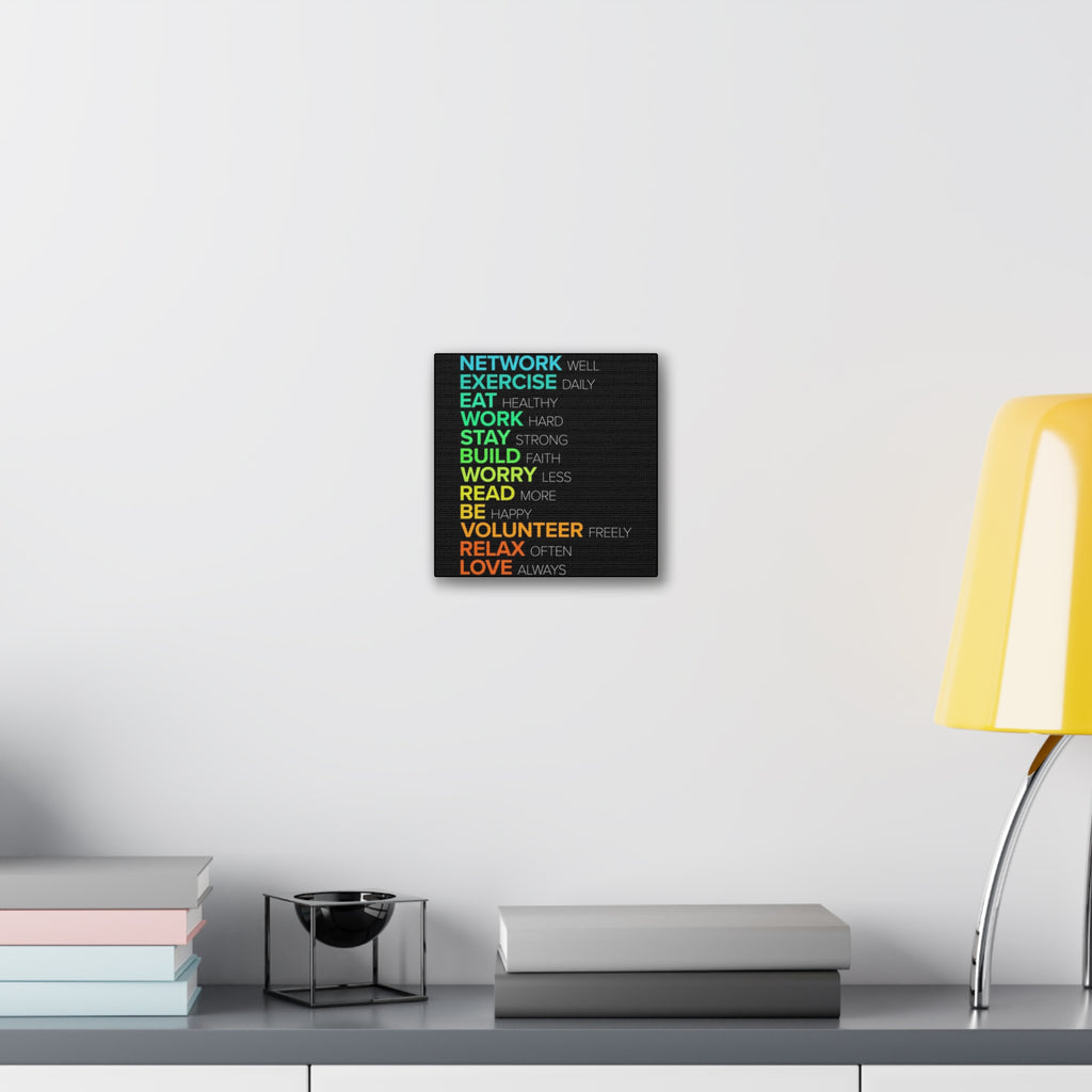 Motivational Daily Habits Canvas Print — Colorful Inspirational Wall Art