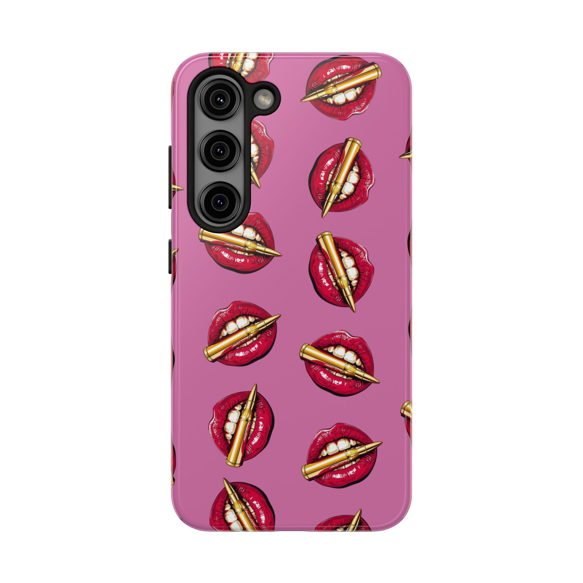 Red Lips with Cigarette Pattern Phone Case | Tough Phone Cases