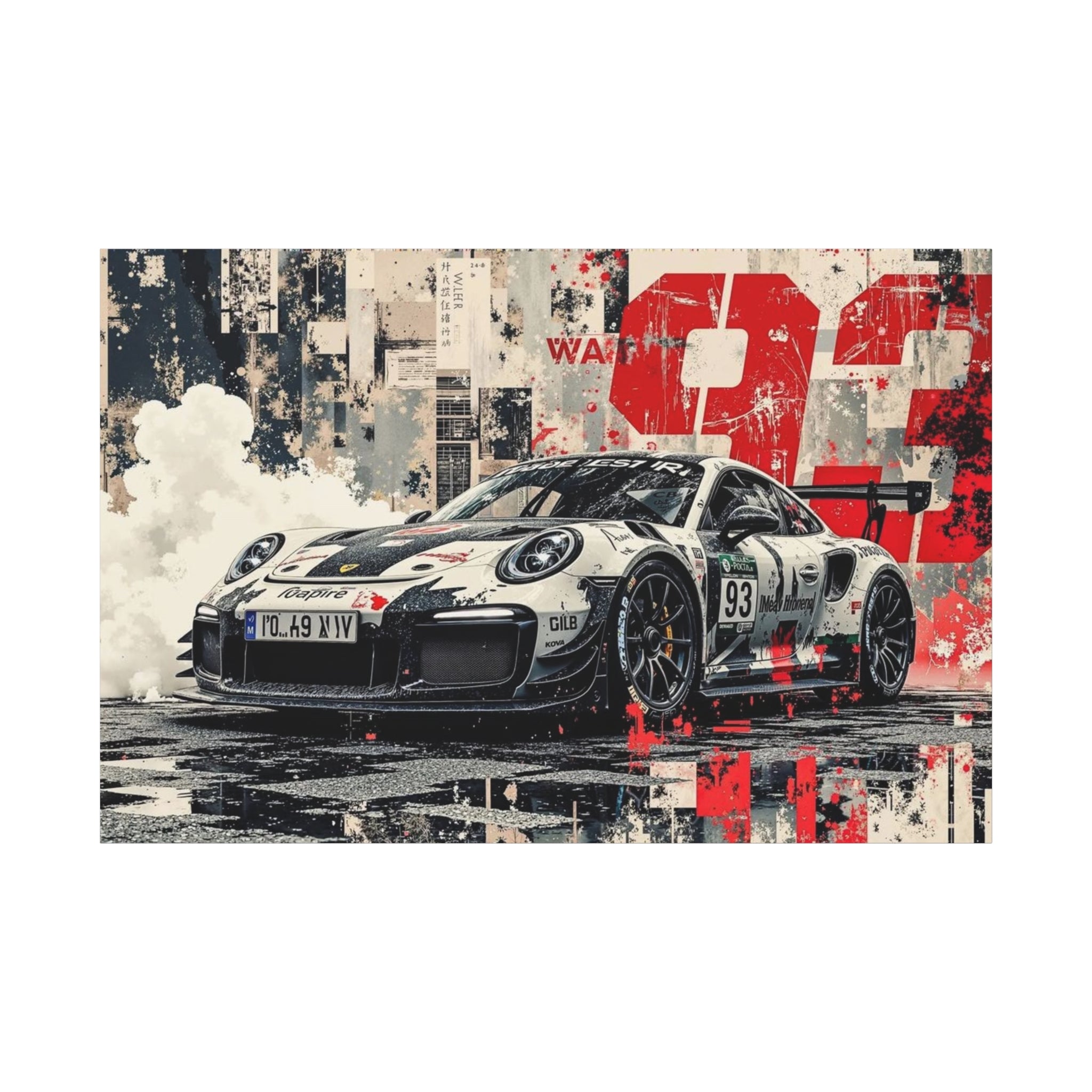 Racing Porsche 93 Canvas Wall Art — Stretched Matte Motorsport Print