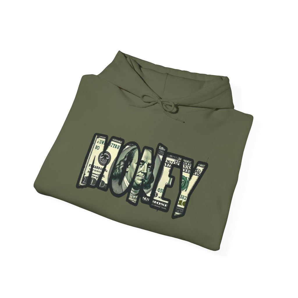 Money Graphic Hoodie — Bold Cash Text Streetwear Pullover