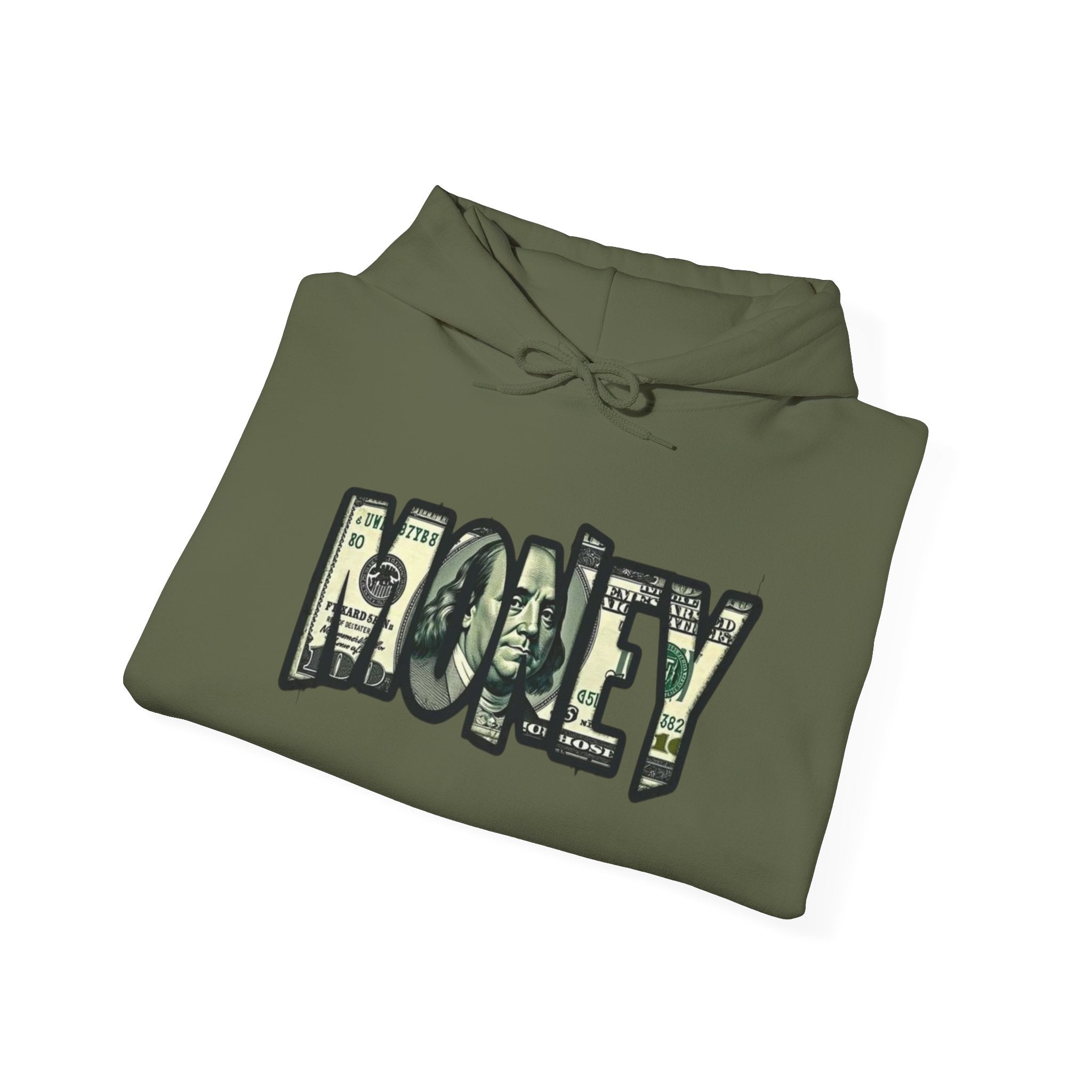 Money Graphic Hoodie — Bold Cash Text Streetwear Pullover