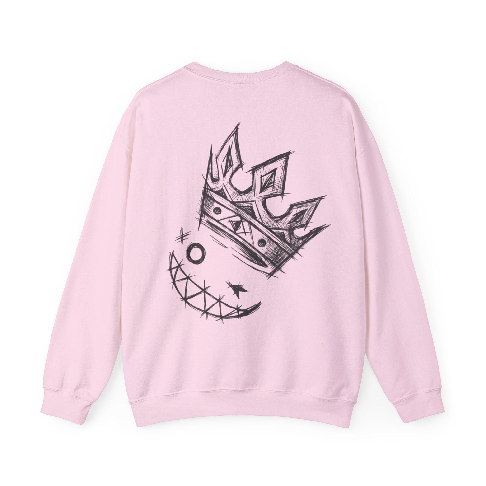 Crowned Grin Crewneck Sweatshirt — Sketch Crown Smile Graphic