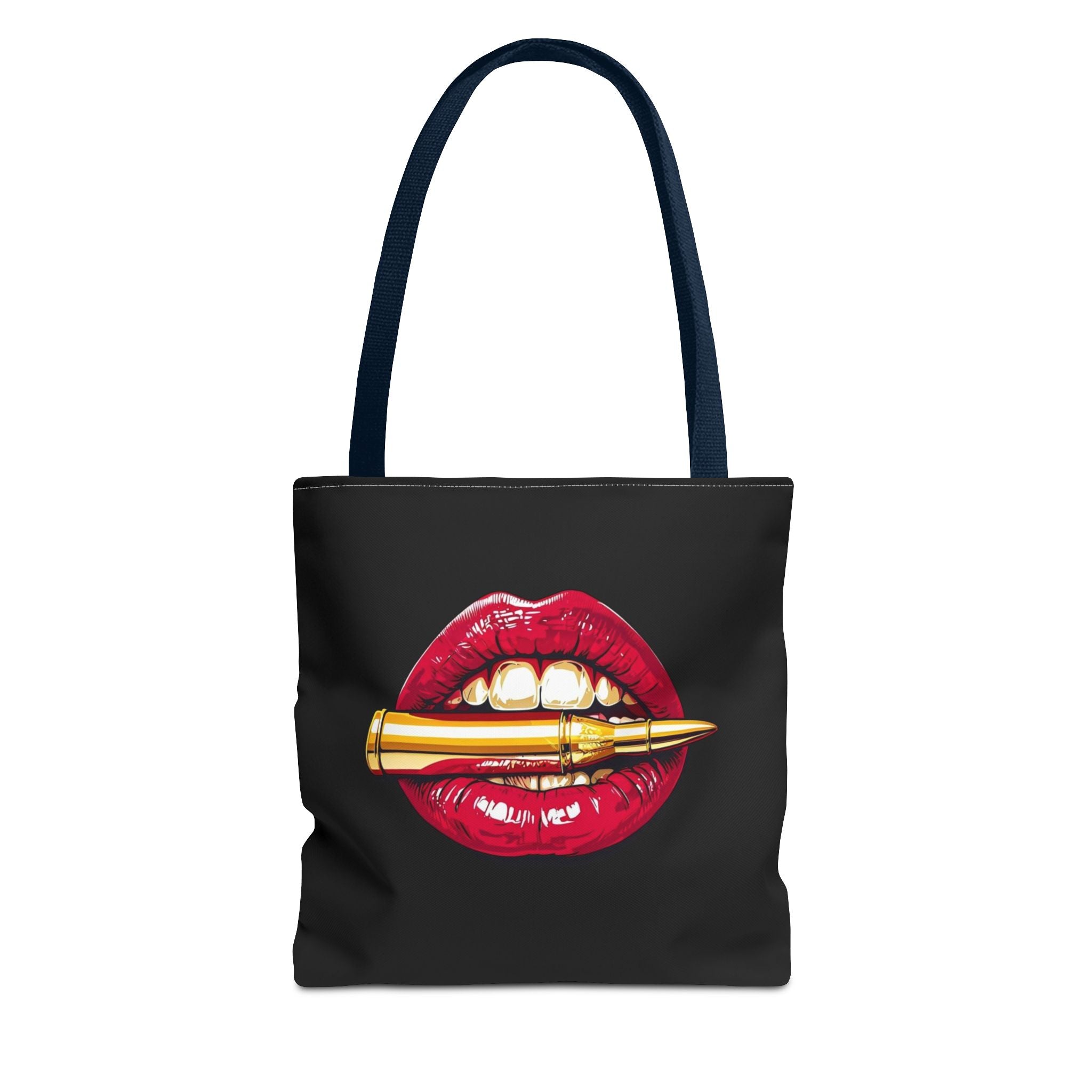 Bullet Bite Tote Bag – Edgy Red Lip Art Tote