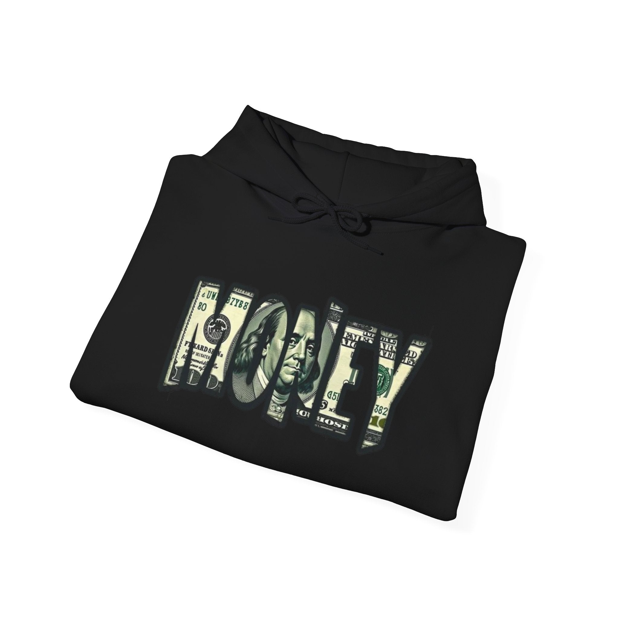 Money Graphic Hoodie — Bold Cash Text Streetwear Pullover