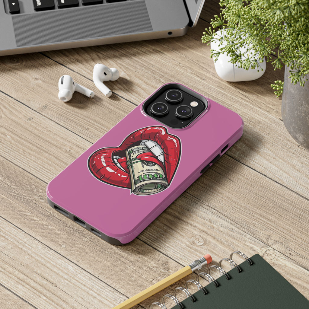 Red Lips Holding Money phone case | Tough Phone Cases