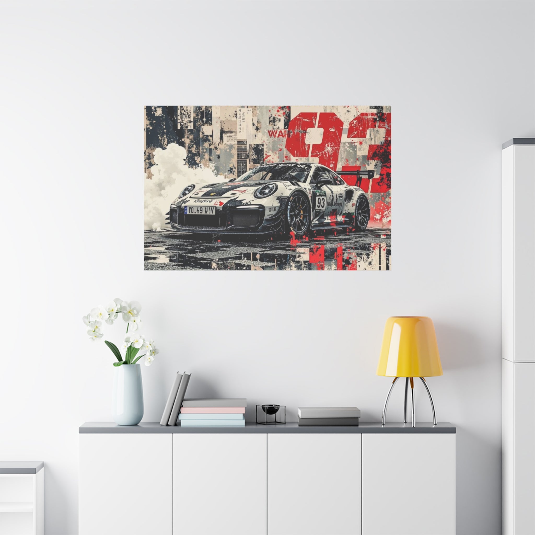 Racing Porsche 93 Canvas Wall Art — Stretched Matte Motorsport Print