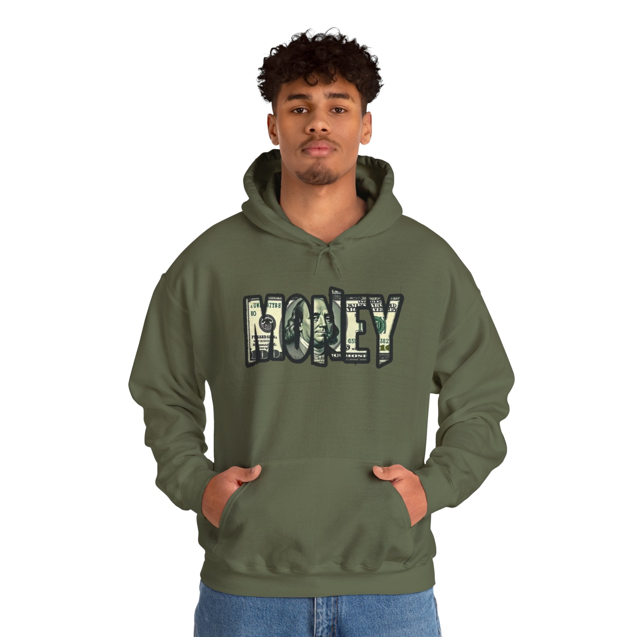 Money Graphic Hoodie — Bold Cash Text Streetwear Pullover