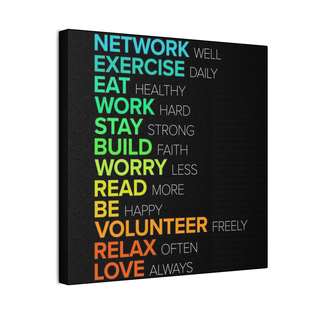 Motivational Daily Habits Canvas Print — Colorful Inspirational Wall Art