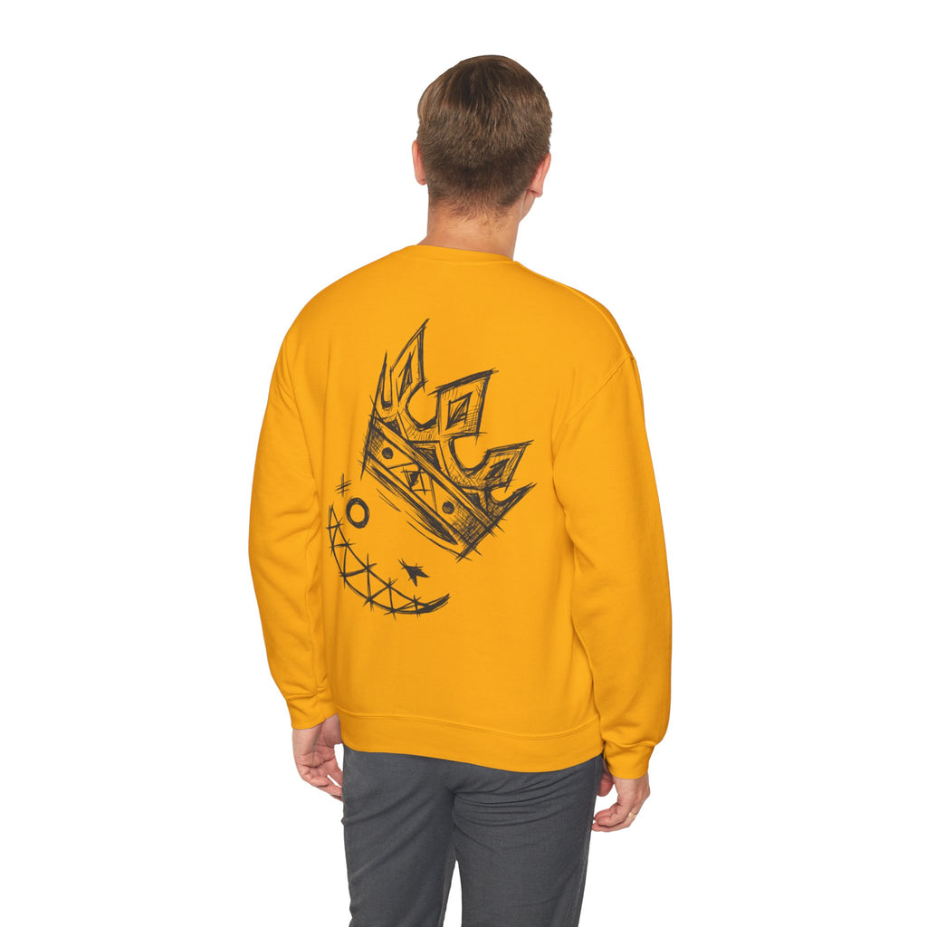 Crowned Grin Crewneck Sweatshirt — Sketch Crown Smile Graphic