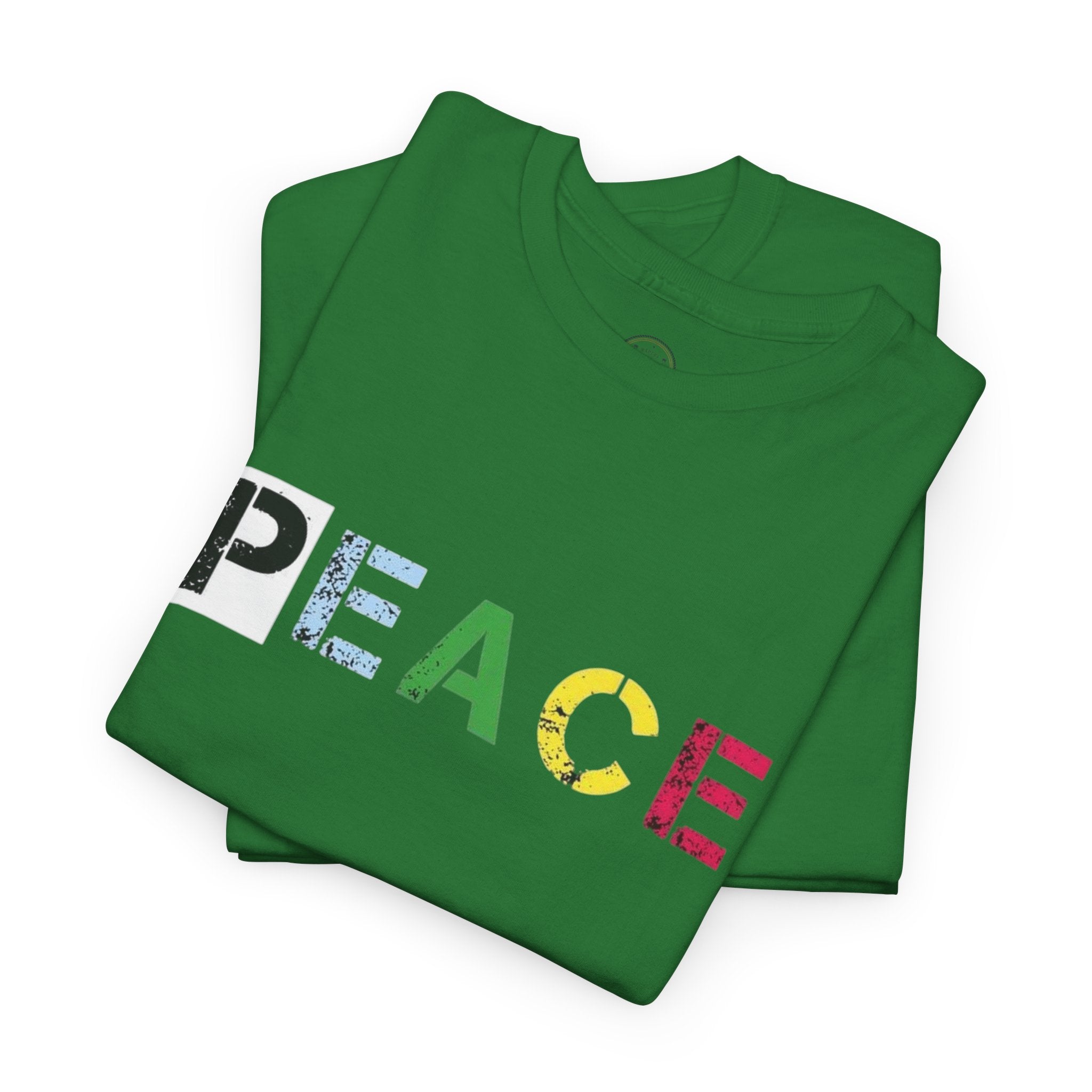 Peace Rainbow Tee — Minimalist Colorful PEACE Graphic T-Shirt