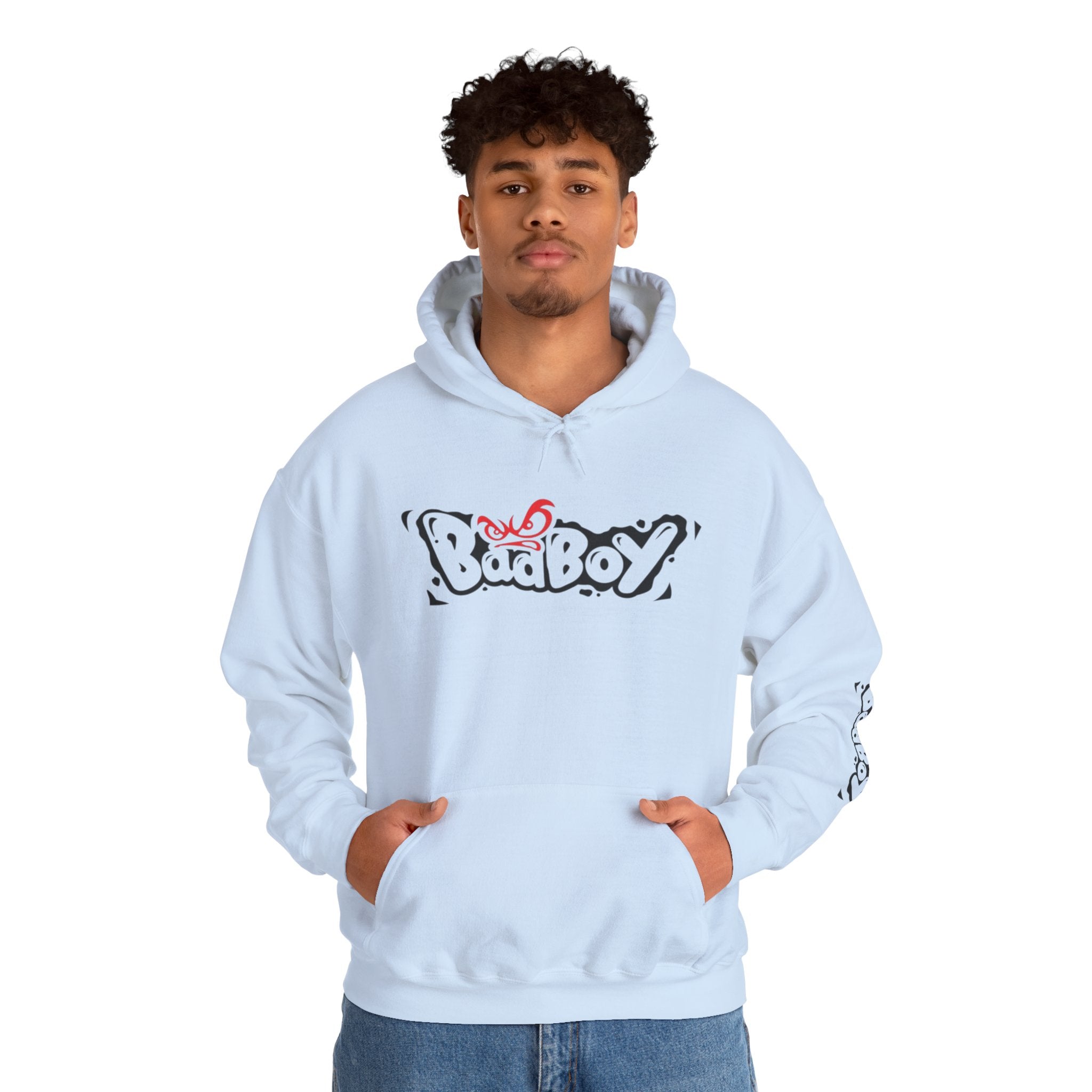 Bad Boy Graffiti Hoodie – Streetwear Logo Pullover with Sleeve Graphic