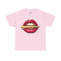 Red Lips Holding Bullet T-Shirt | Edgy Tattoo Style, Graphic Tee