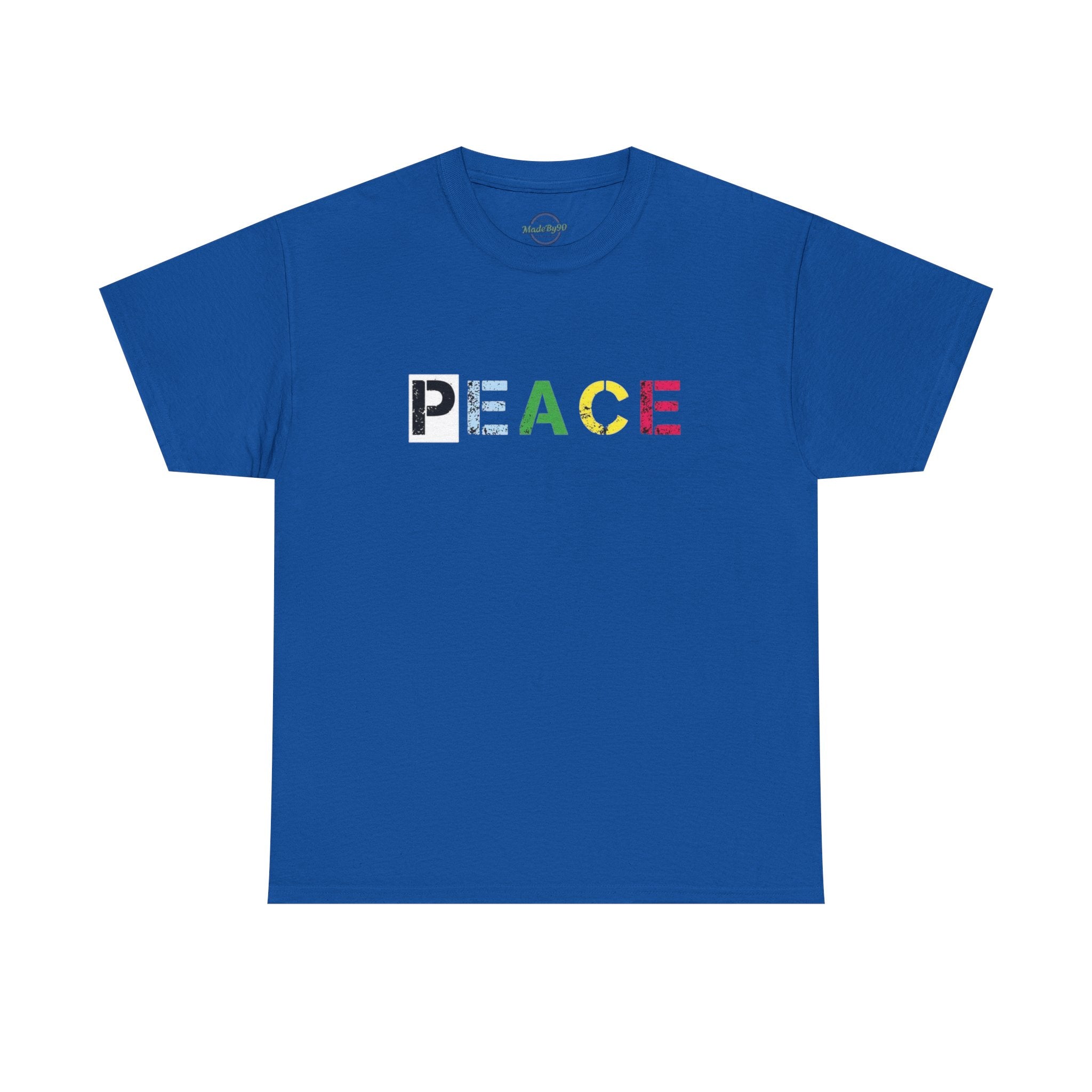Peace Rainbow Tee — Minimalist Colorful PEACE Graphic T-Shirt