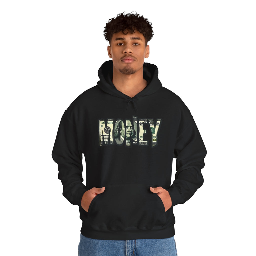 Money Graphic Hoodie — Bold Cash Text Streetwear Pullover