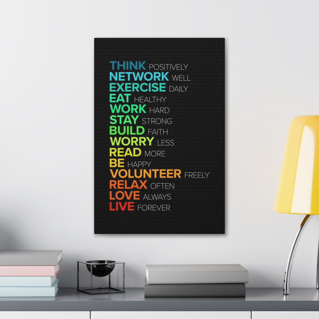 Motivational Daily Habits Canvas Print — Colorful Inspirational Wall Art