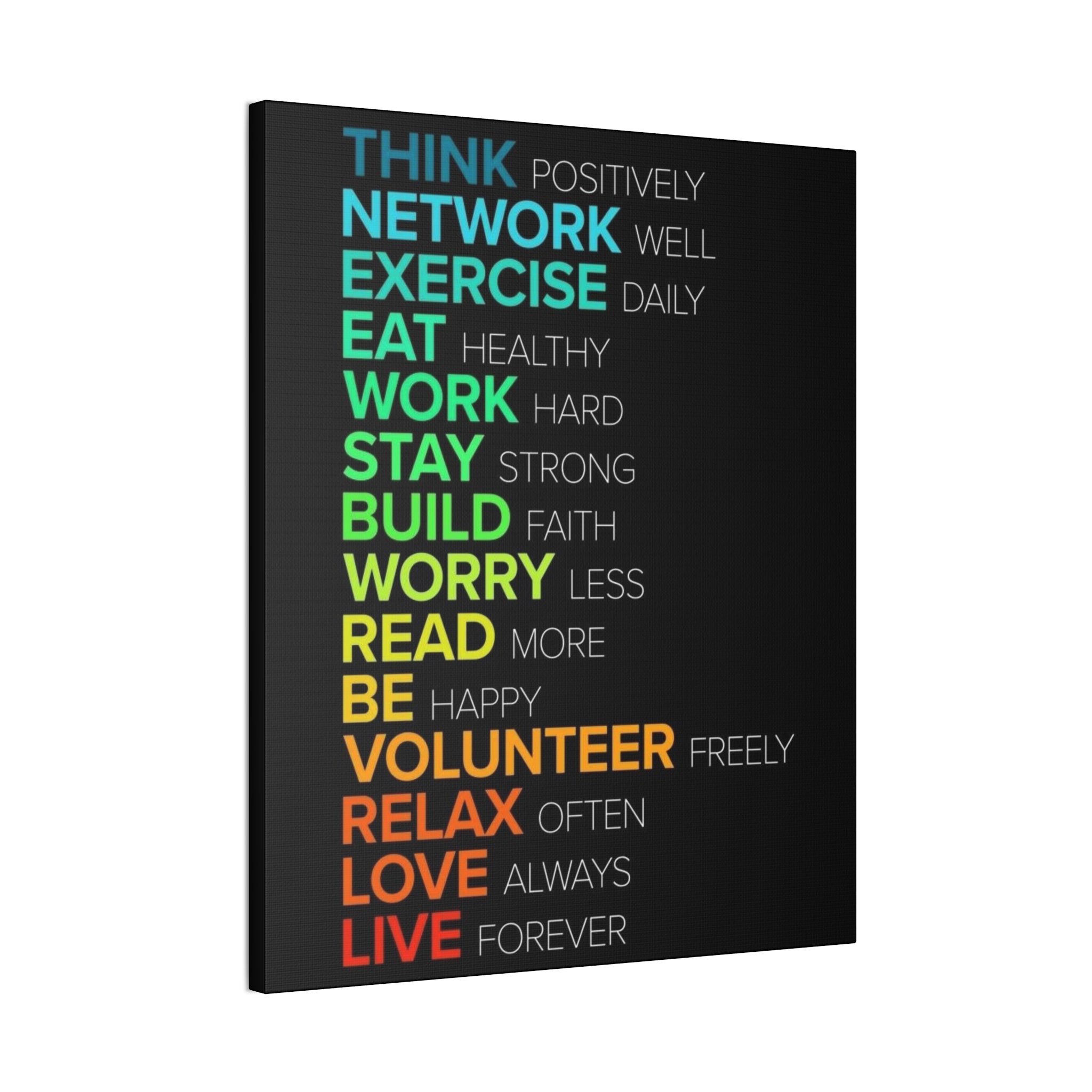 Motivational Daily Habits Canvas Print — Colorful Inspirational Wall Art