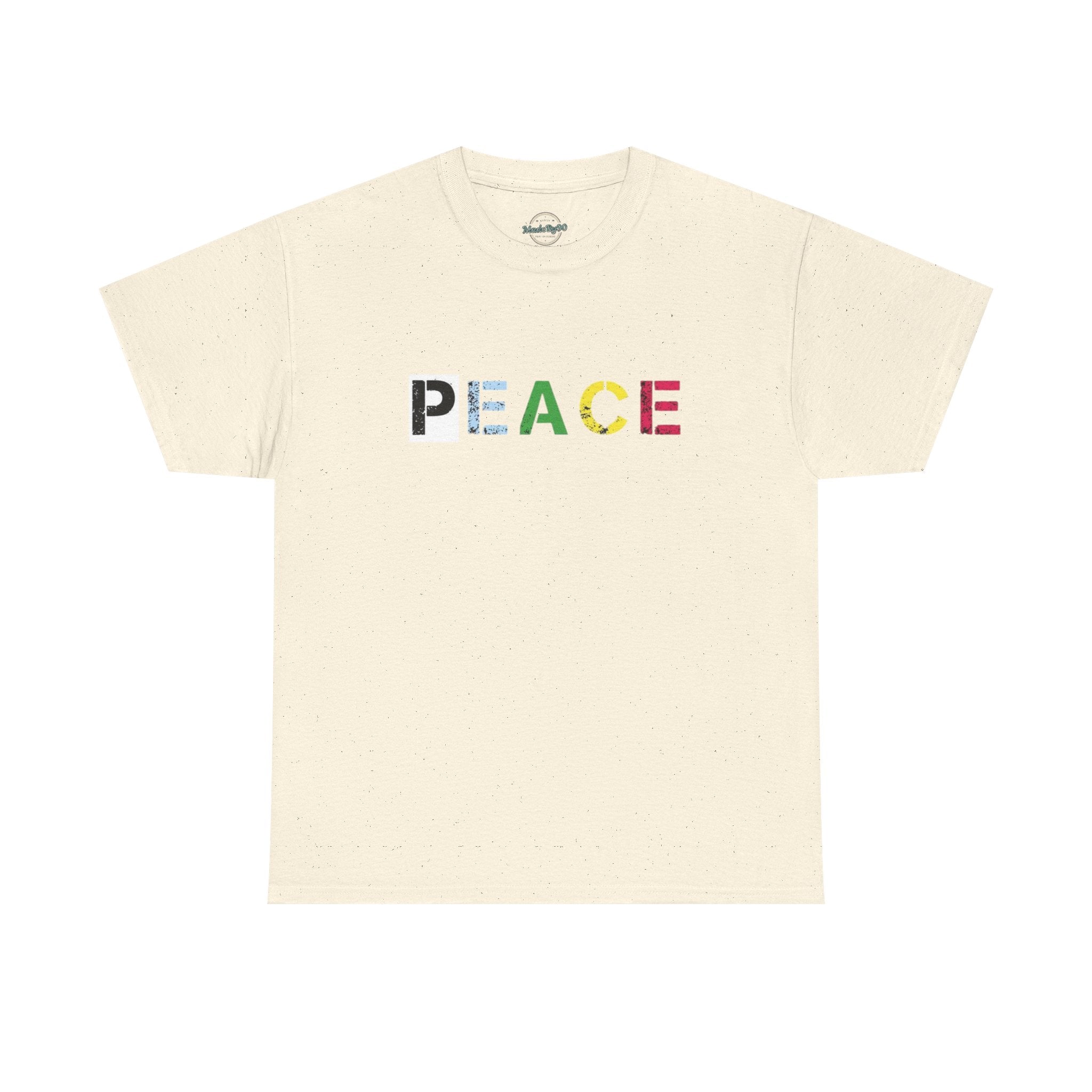 Peace Rainbow Tee — Minimalist Colorful PEACE Graphic T-Shirt
