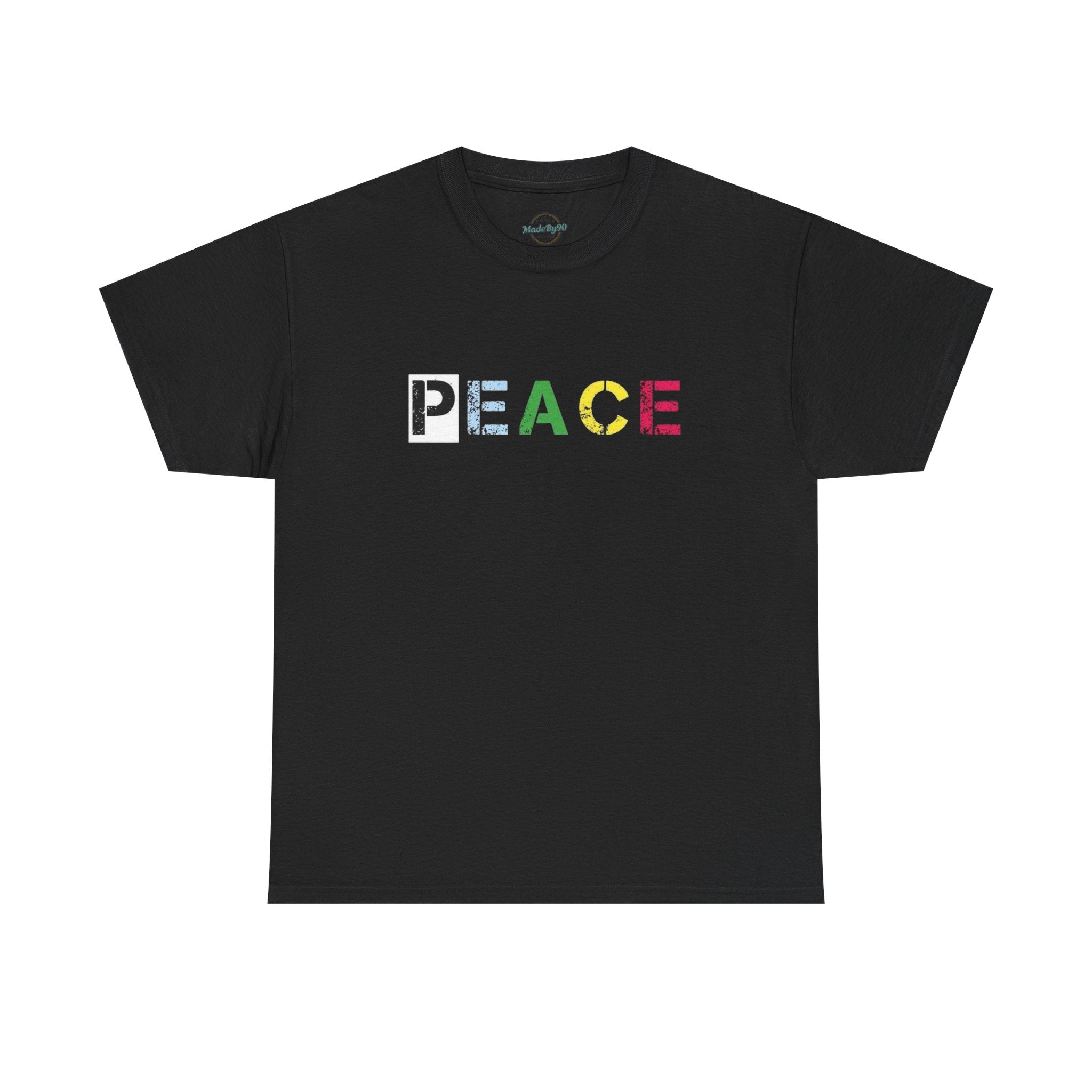 Peace Rainbow Tee — Minimalist Colorful PEACE Graphic T-Shirt