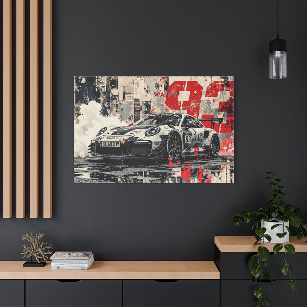 Racing Porsche 93 Canvas Wall Art — Stretched Matte Motorsport Print