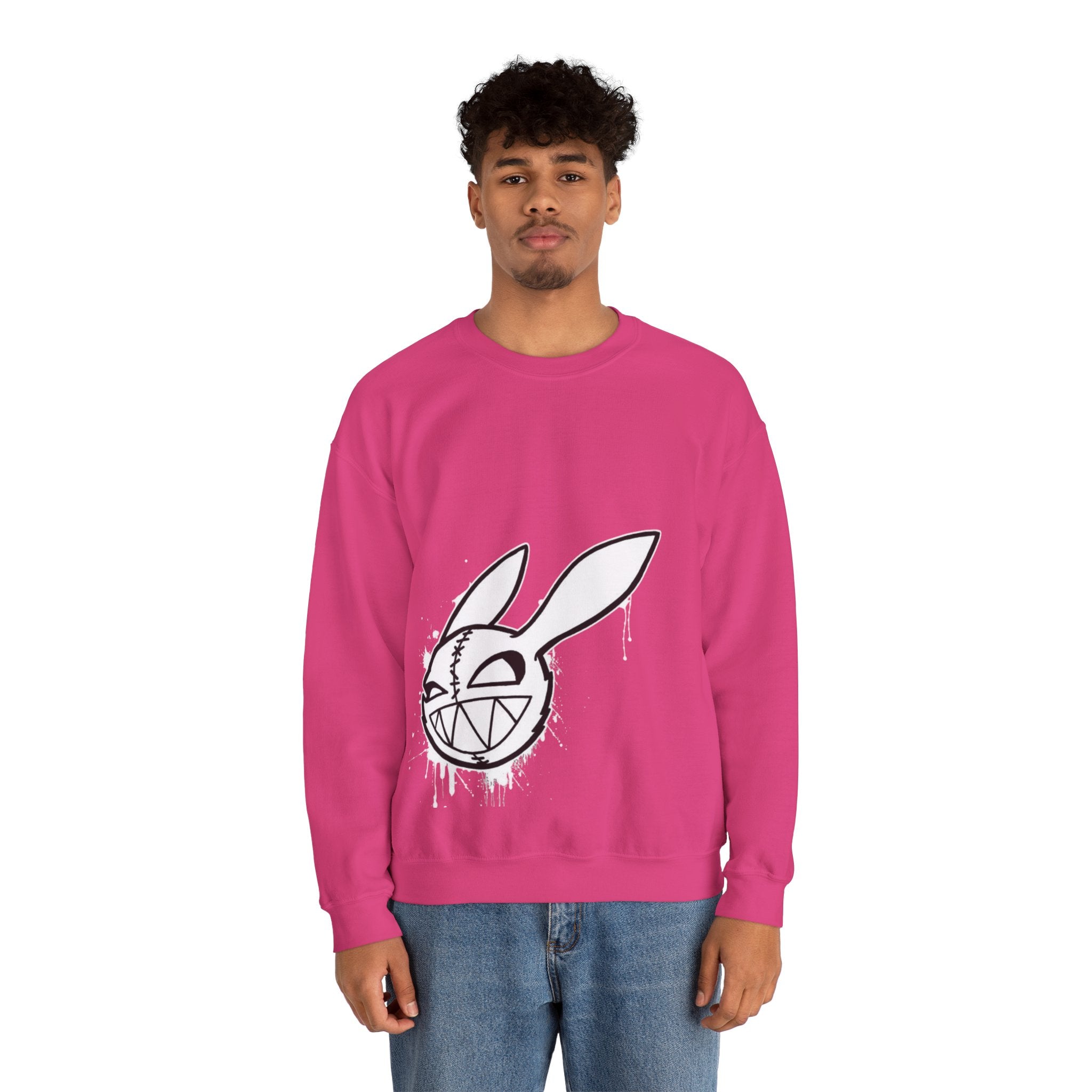 Crewneck Sweatshirt — Grinning Bunny Line Art Crewneck