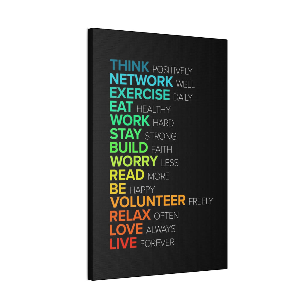 Motivational Daily Habits Canvas Print — Colorful Inspirational Wall Art