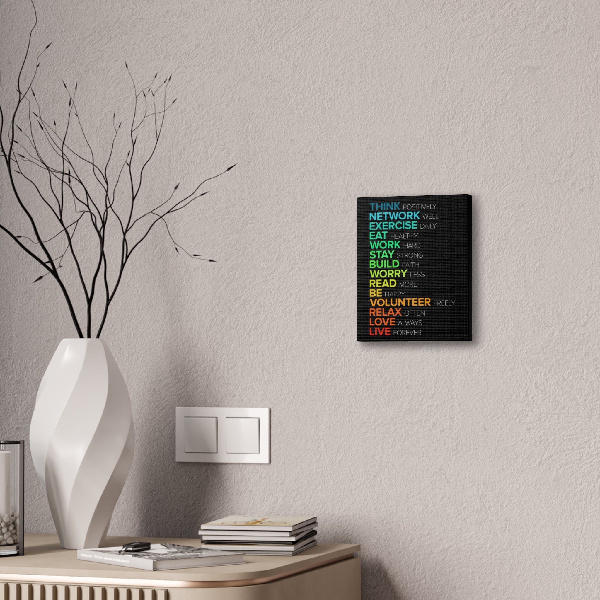 Motivational Daily Habits Canvas Print — Colorful Inspirational Wall Art