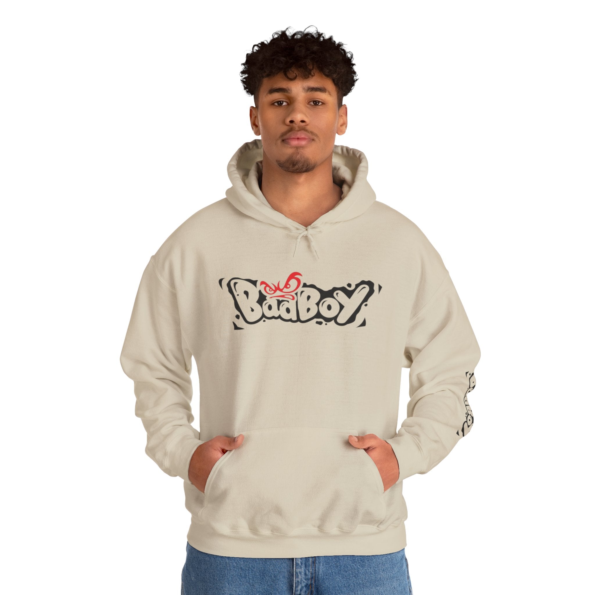 Bad Boy Graffiti Hoodie – Streetwear Logo Pullover with Sleeve Graphic