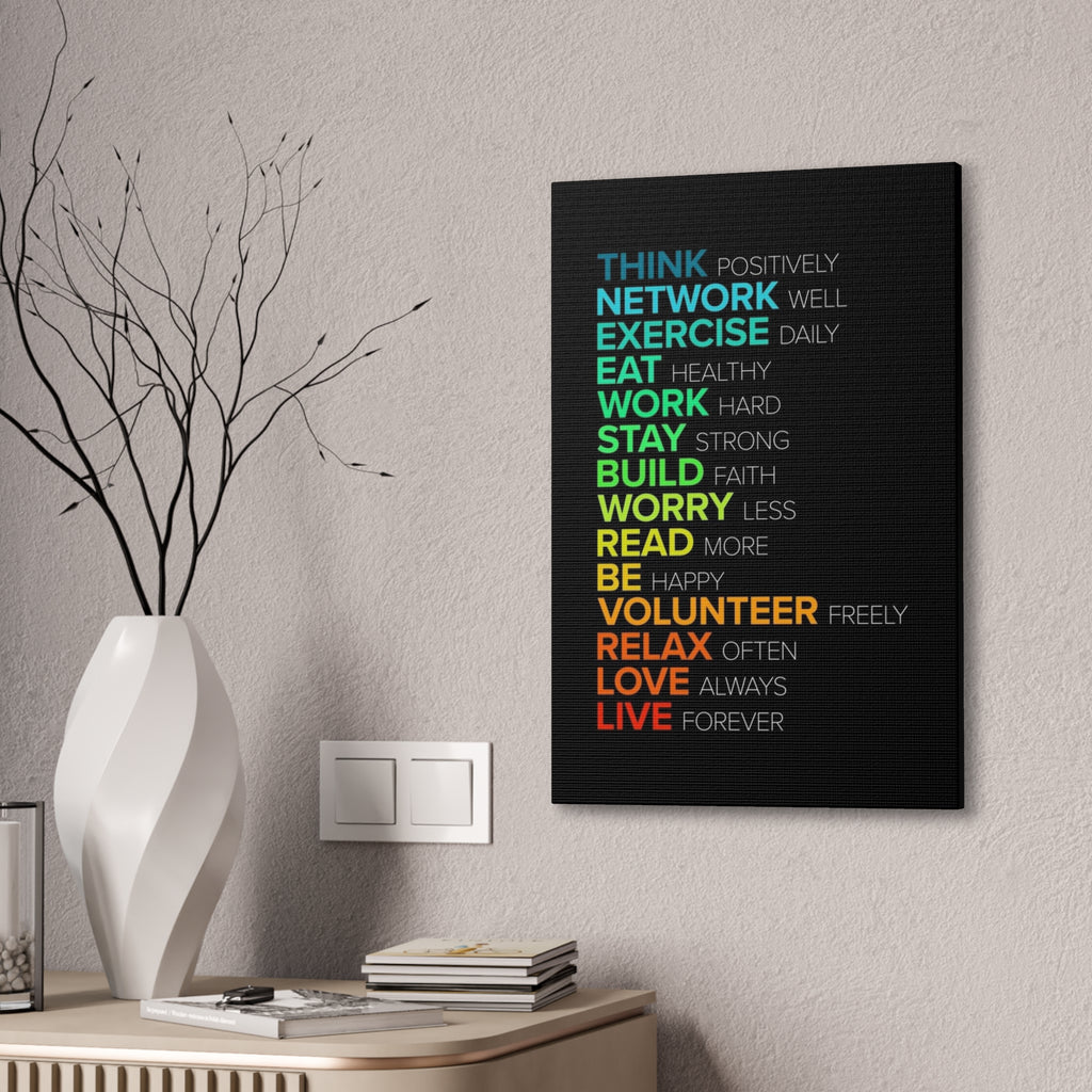 Motivational Daily Habits Canvas Print — Colorful Inspirational Wall Art